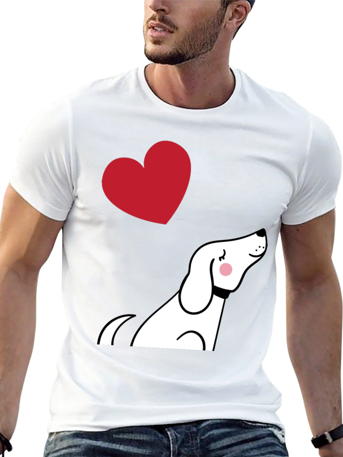 Dog Lover Graphic Tee - Cute Heart Design