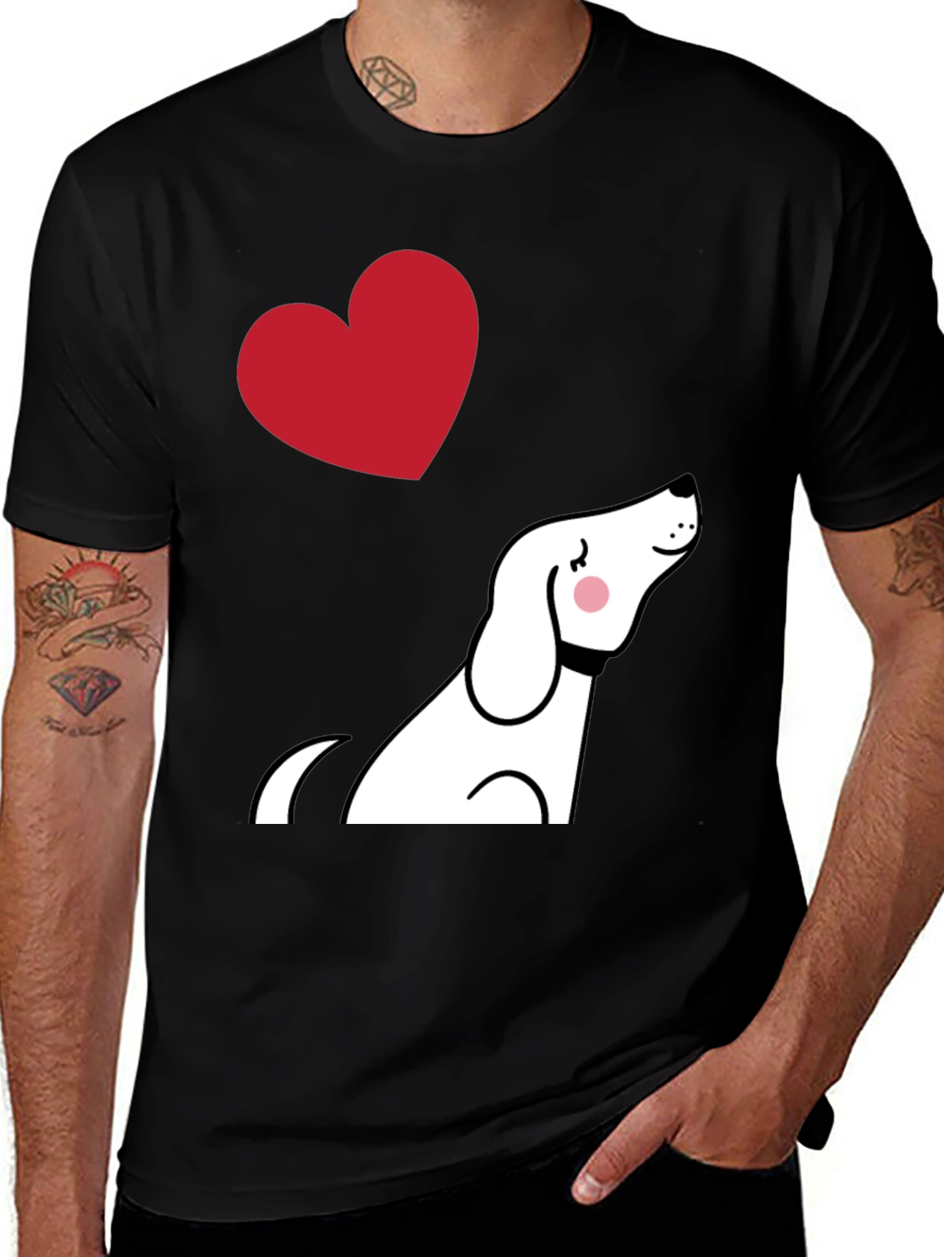 Dog Lover Graphic Tee - Cute Heart Design