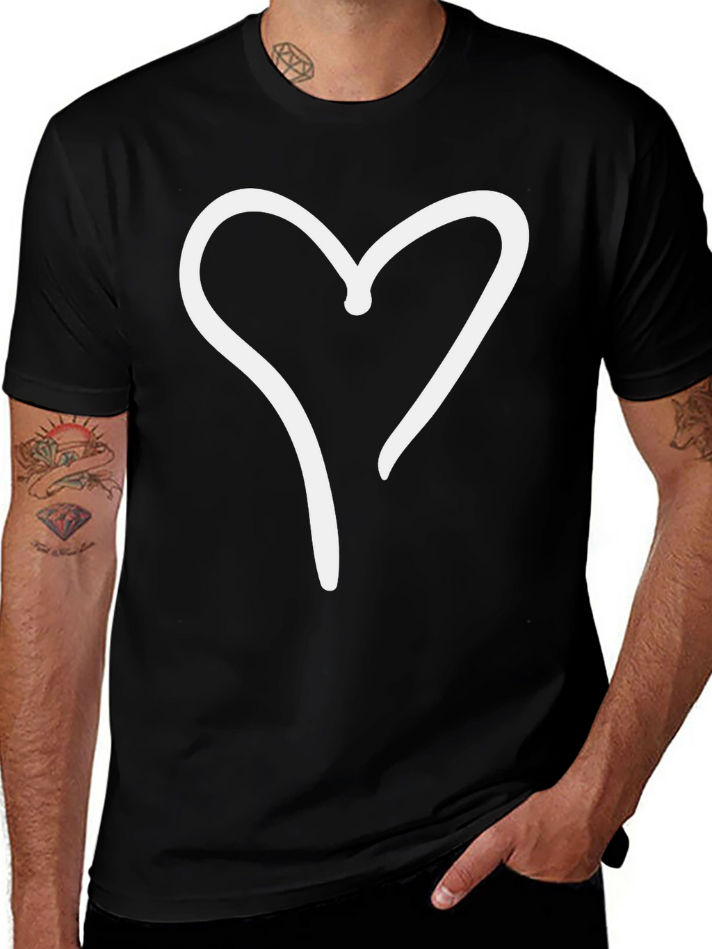 Heart Graphic Black Tee - Casual Style