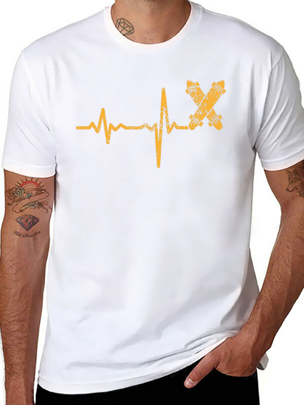 Skateboard Heartbeat T-Shirt - Black