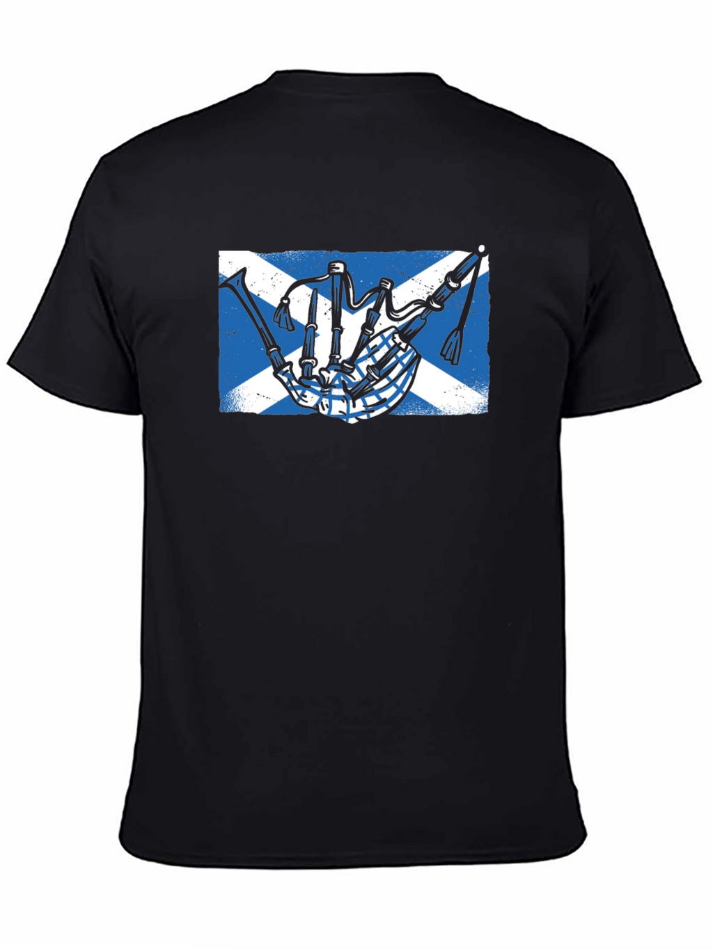 Scottish Bagpipe Flag Graphic Tee - Black