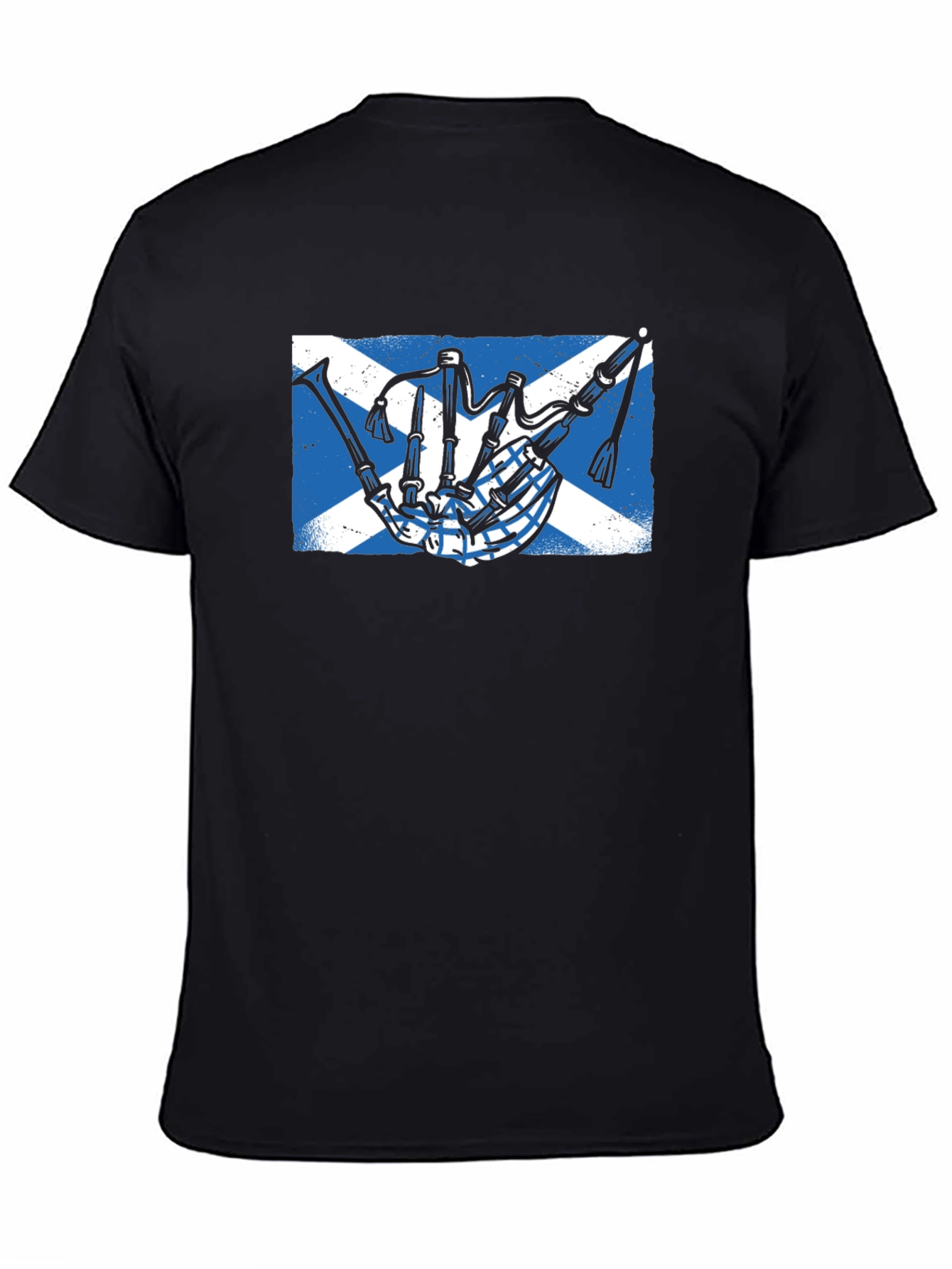 Scottish Bagpipe Flag Graphic Tee - Black