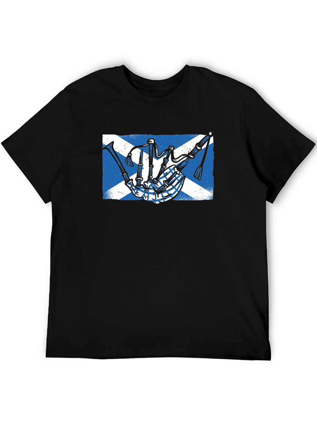Scottish Bagpipe Flag Graphic Tee - Black