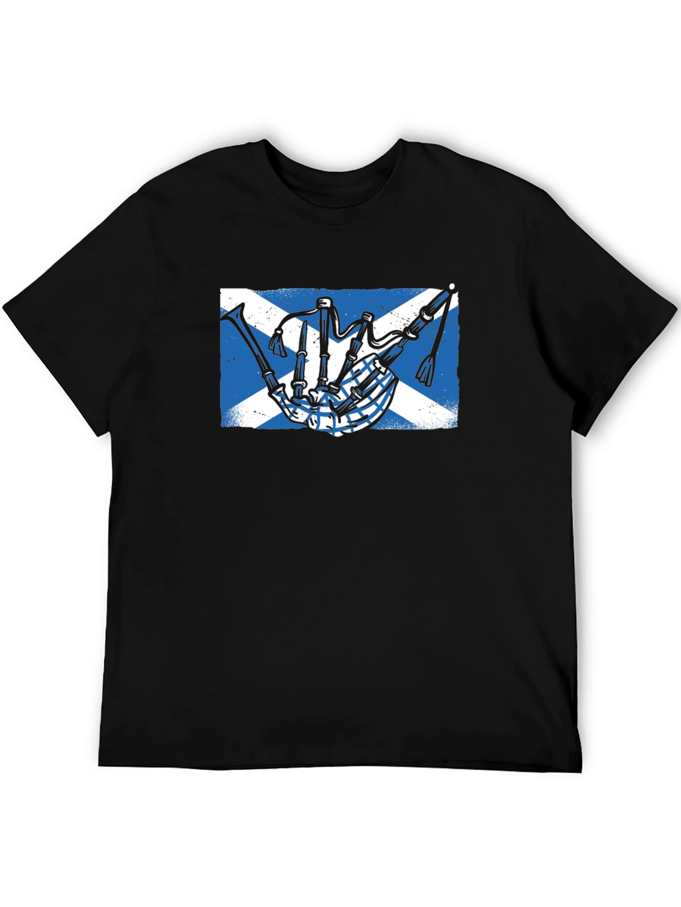 Scottish Bagpipe Flag Graphic Tee - Black