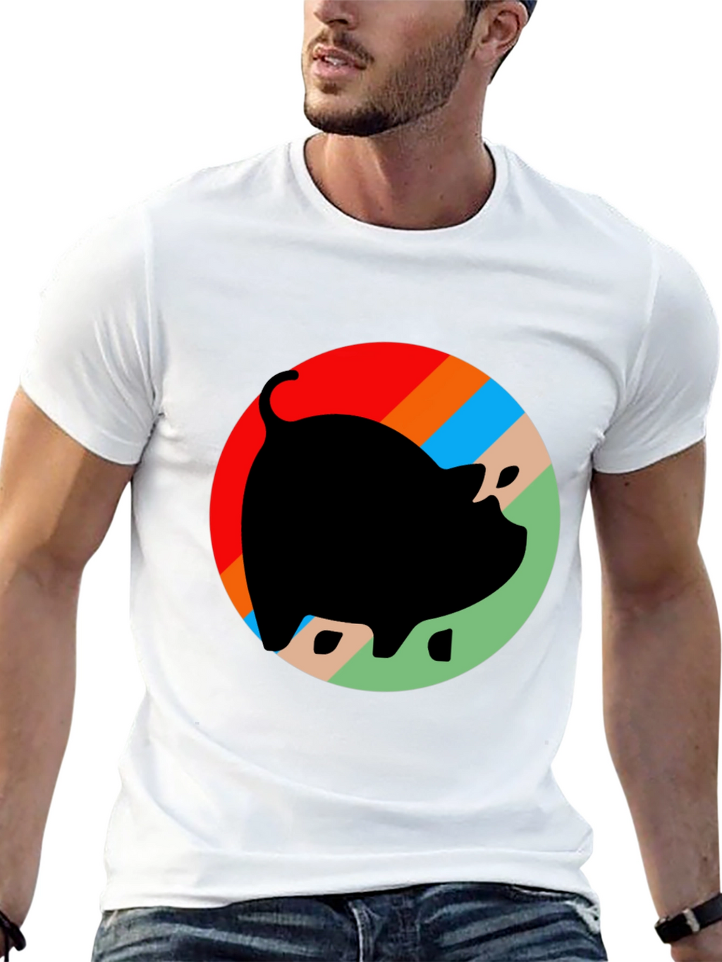 Retro Pig Graphic T-Shirt - Black Cotton Tee