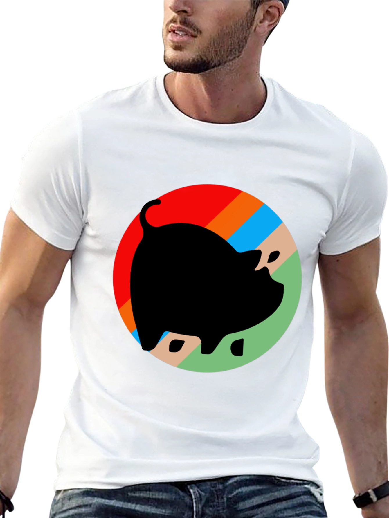 Retro Pig Graphic T-Shirt - Black Cotton Tee