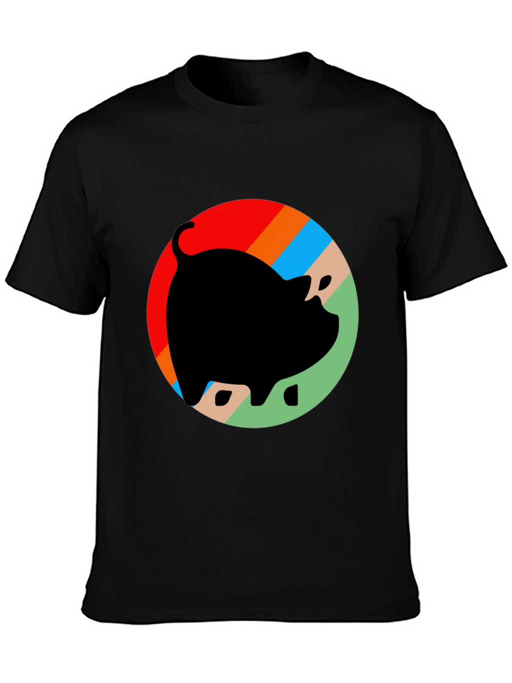 Retro Pig Graphic T-Shirt - Black Cotton Tee