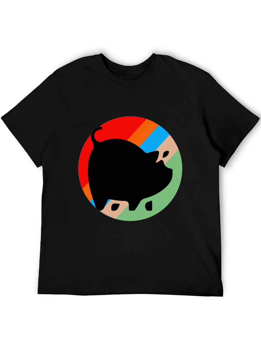 Retro Pig Graphic T-Shirt - Black Cotton Tee