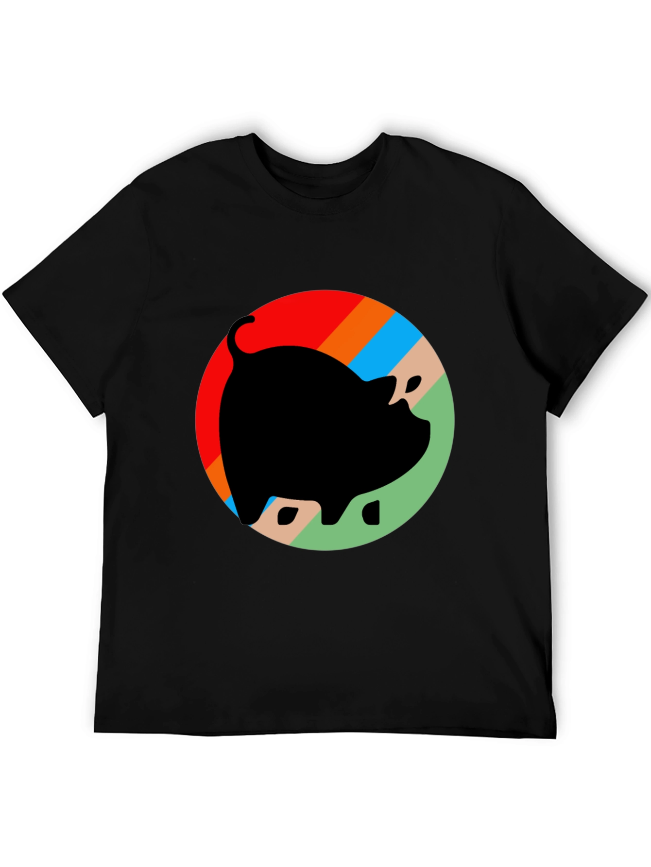 Retro Pig Graphic T-Shirt - Black Cotton Tee