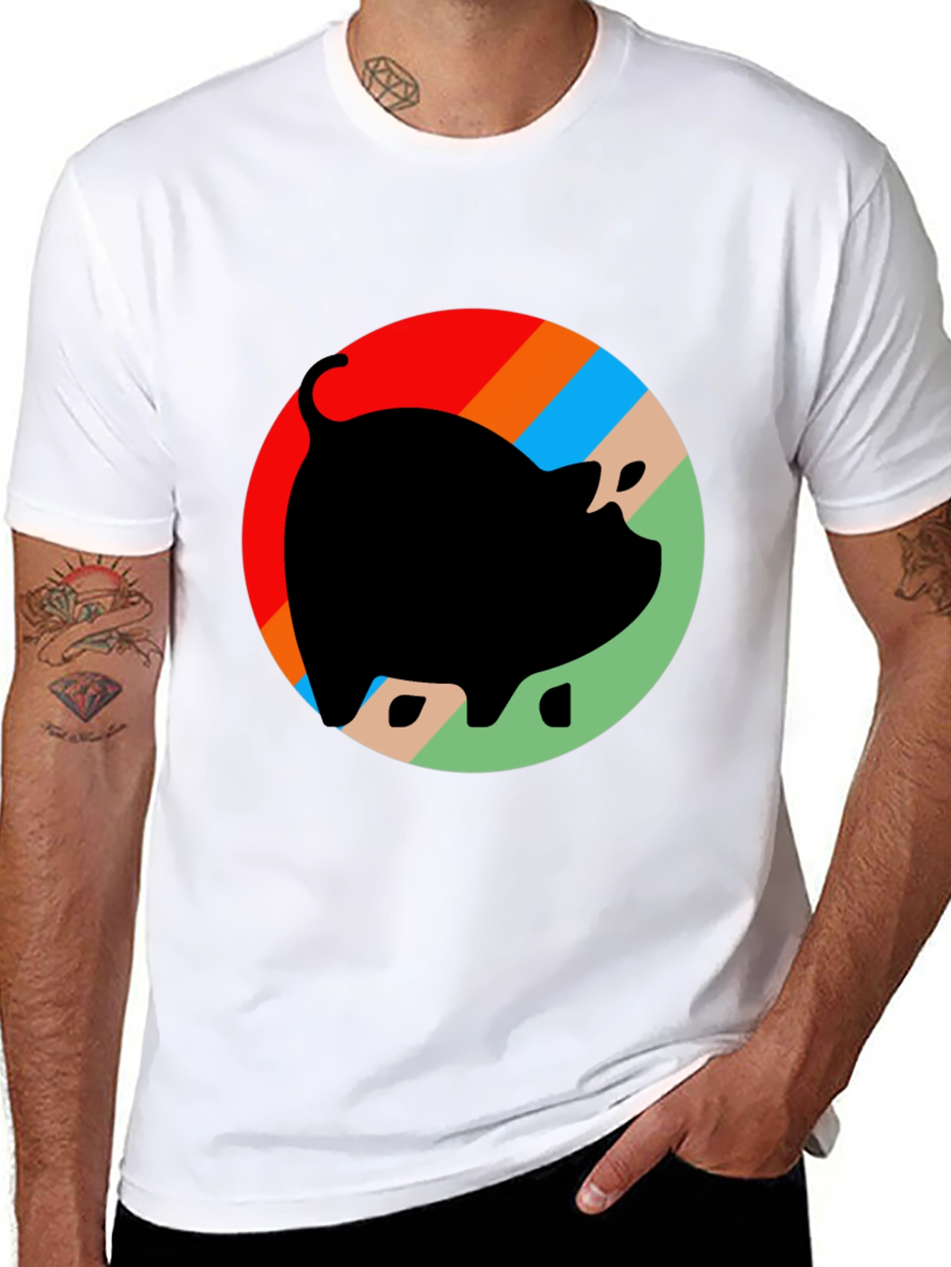 Retro Pig Graphic T-Shirt - Black Cotton Tee