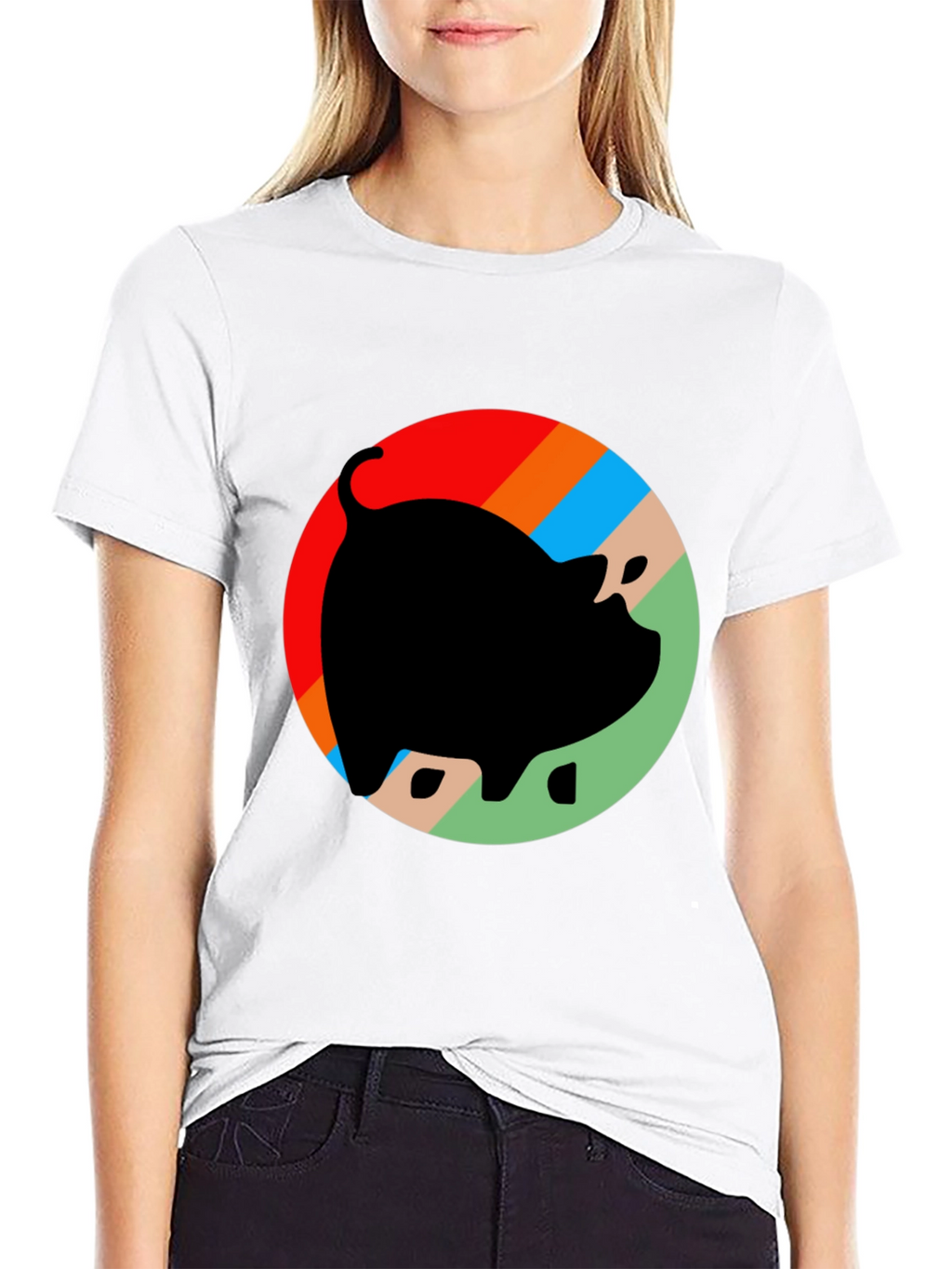Retro Pig Graphic T-Shirt - Black Cotton Tee