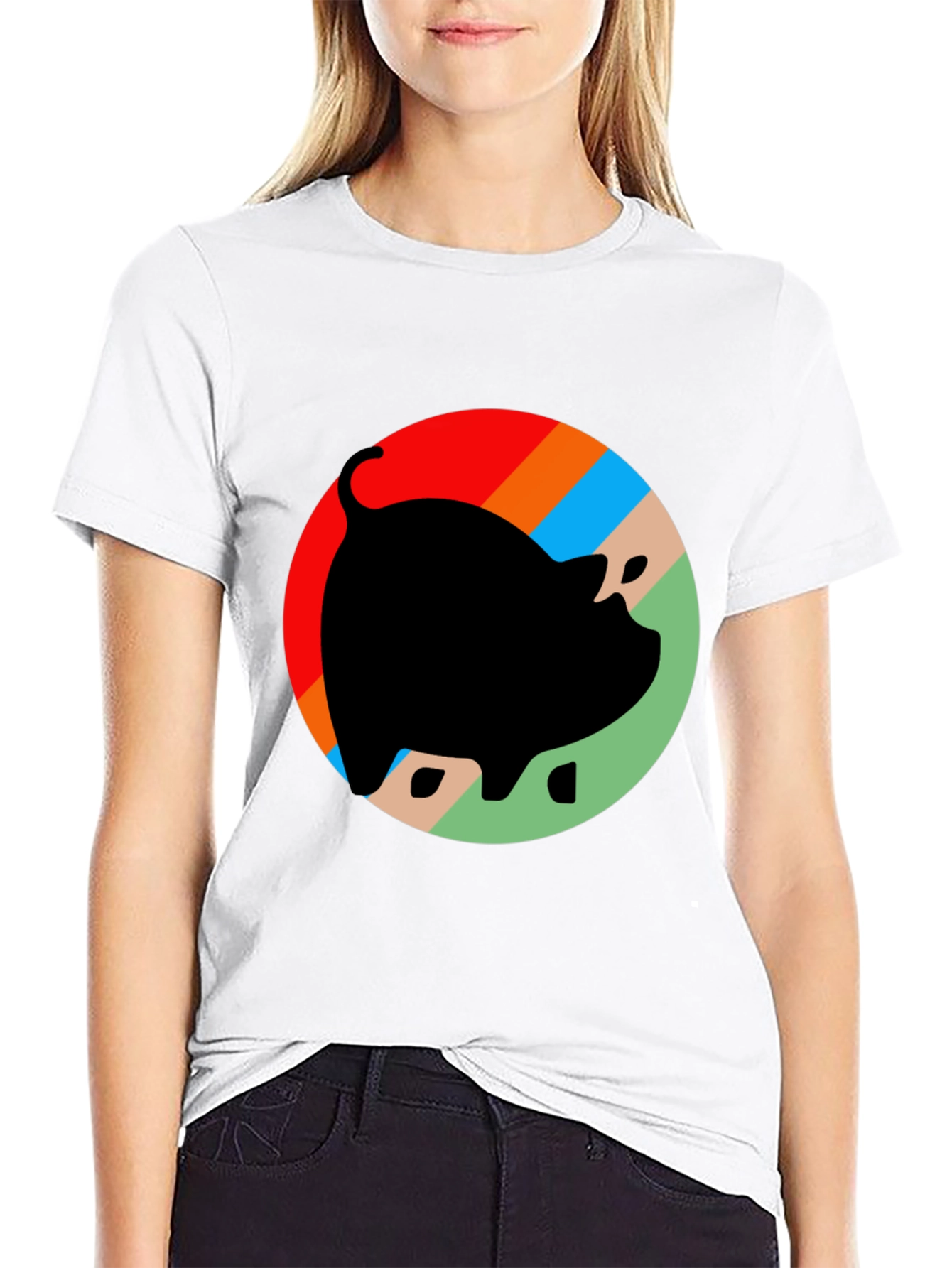 Retro Pig Graphic T-Shirt - Black Cotton Tee