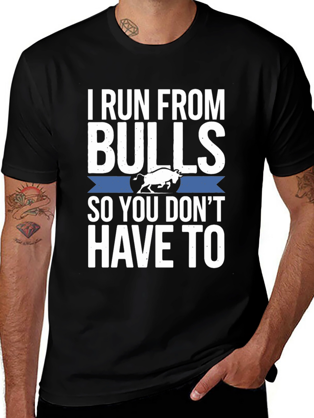 I Run From Bulls T-Shirt Funny Graphic Tee