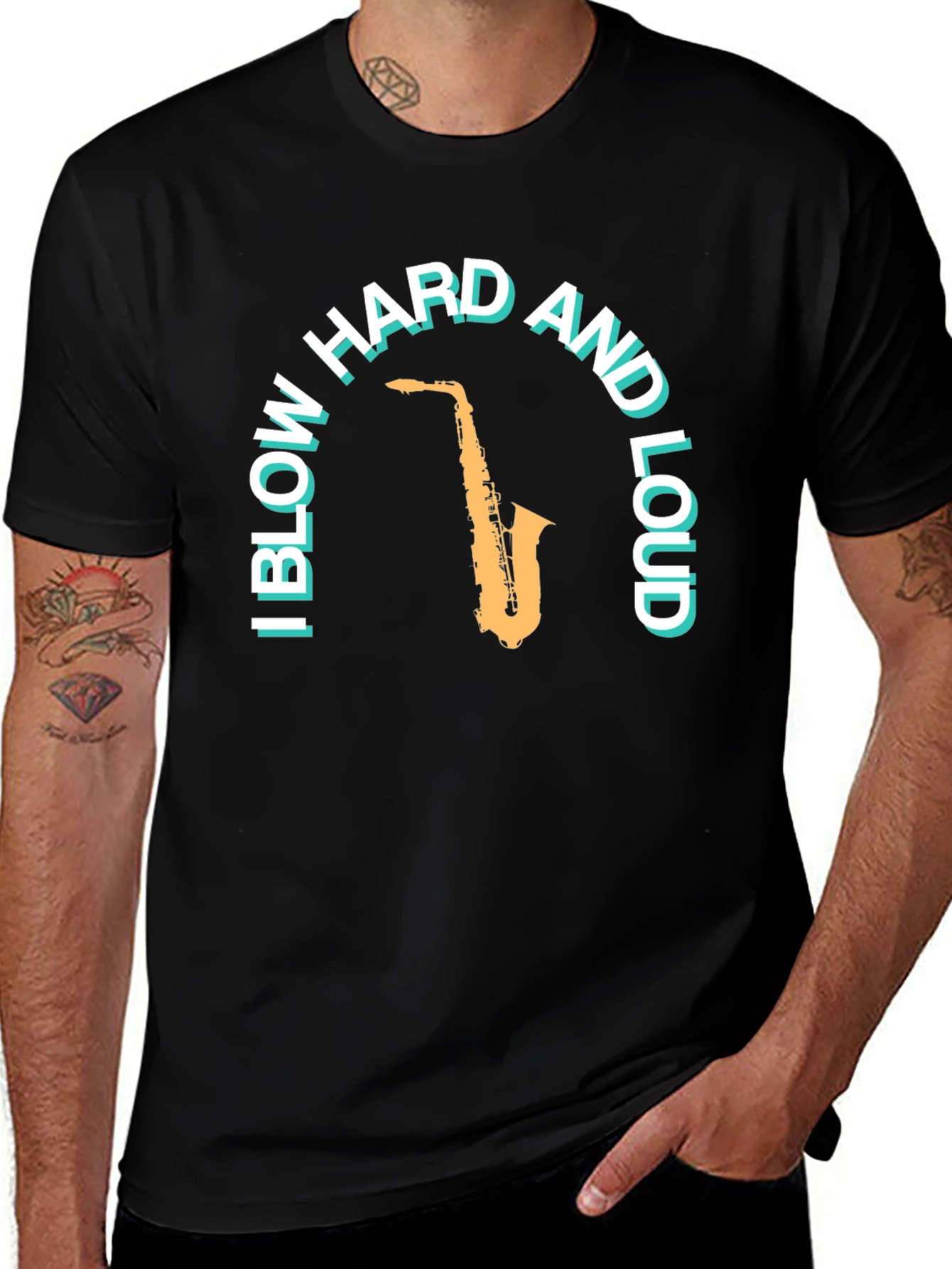 Saxophone T-Shirt: Blow Hard And Loud Graphic Tee