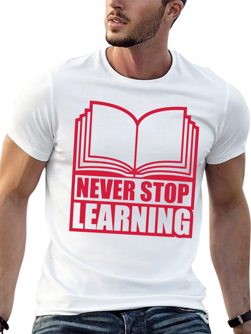 Never Stop Learning Graphic T-Shirt - Black