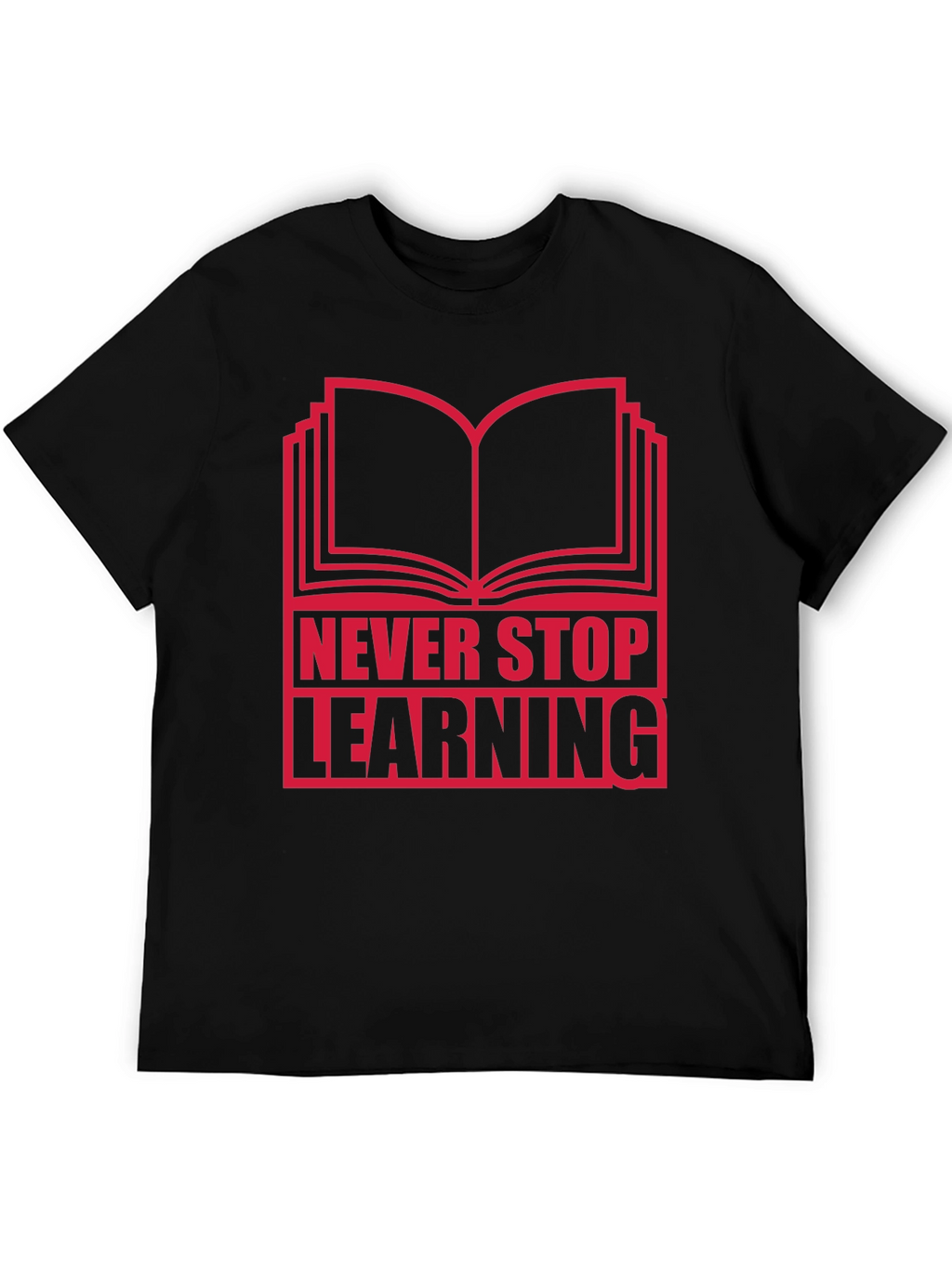 Never Stop Learning Graphic T-Shirt - Black