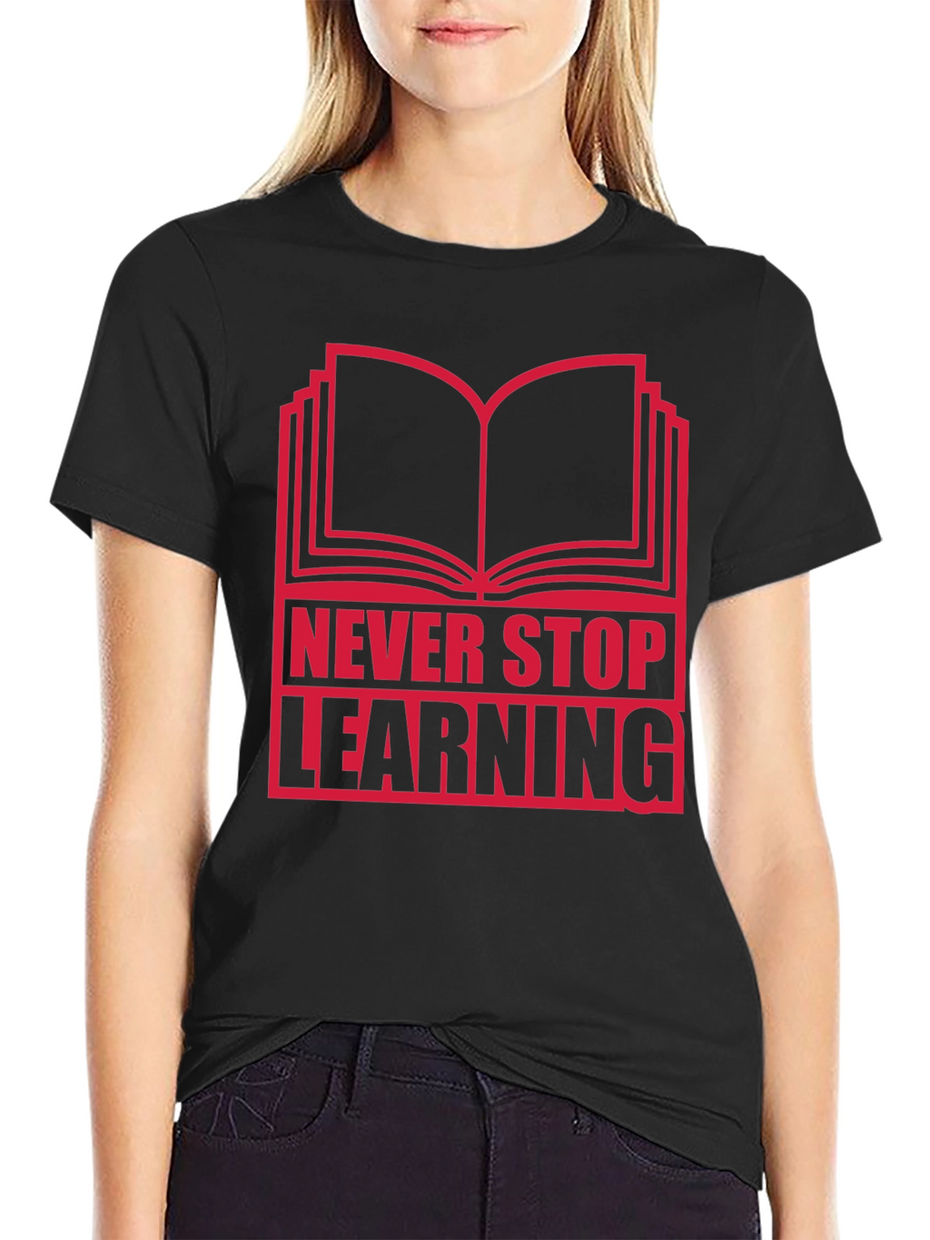 Never Stop Learning Graphic T-Shirt - Black
