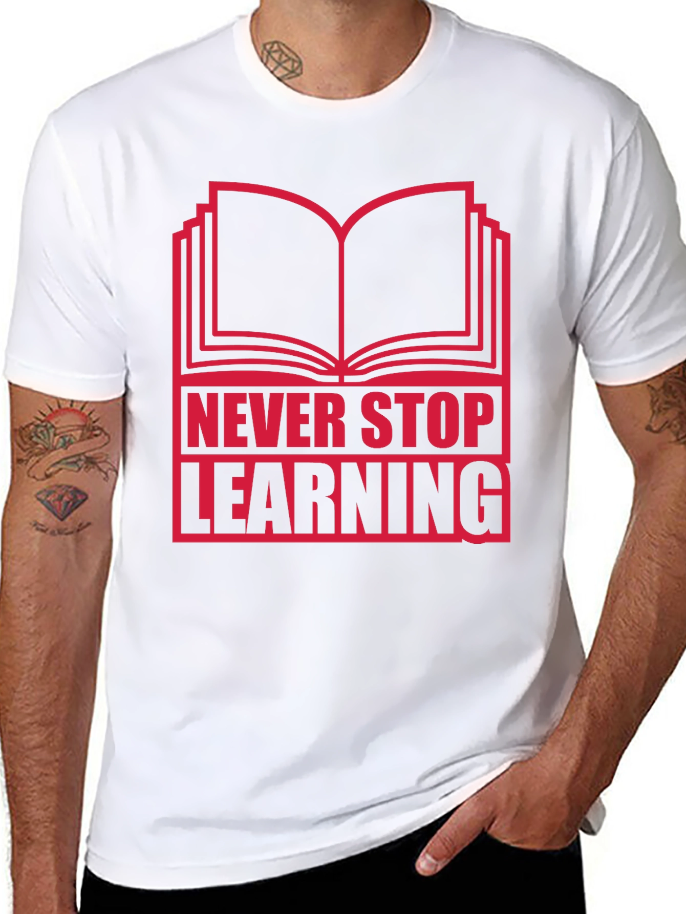 Never Stop Learning Graphic T-Shirt - Black