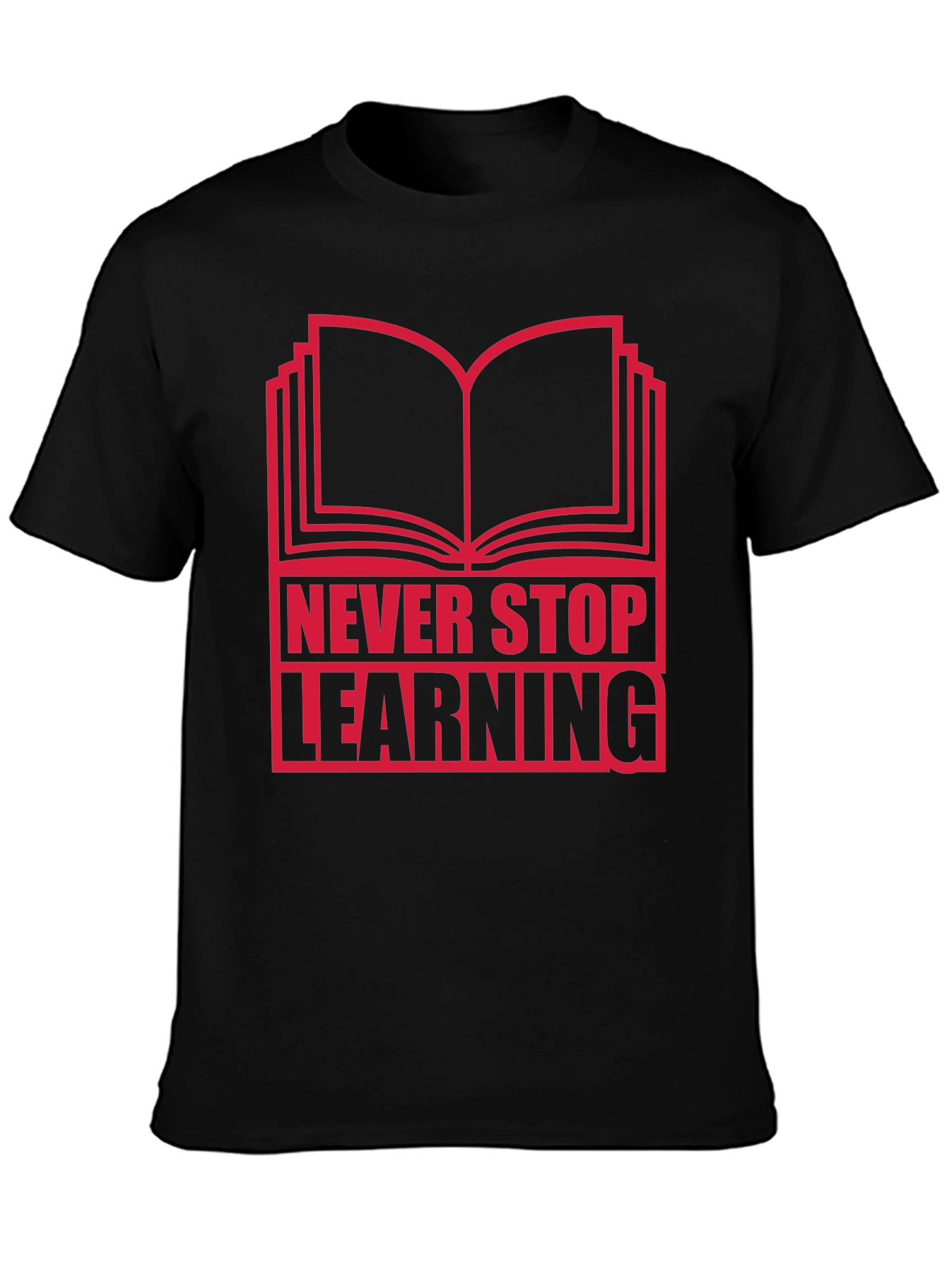 Never Stop Learning Graphic T-Shirt - Black