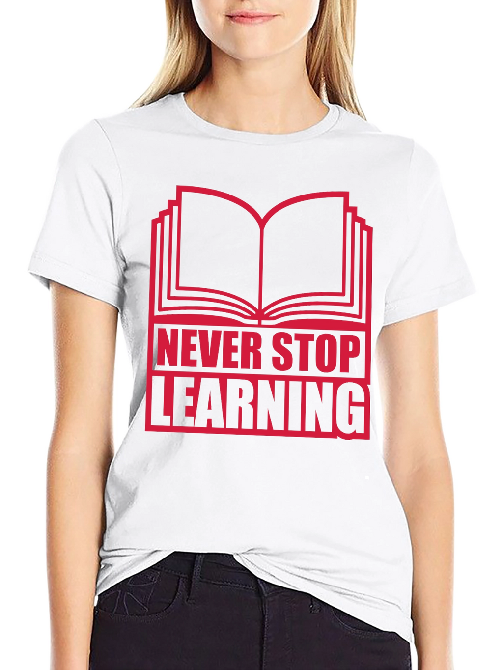Never Stop Learning Graphic T-Shirt - Black