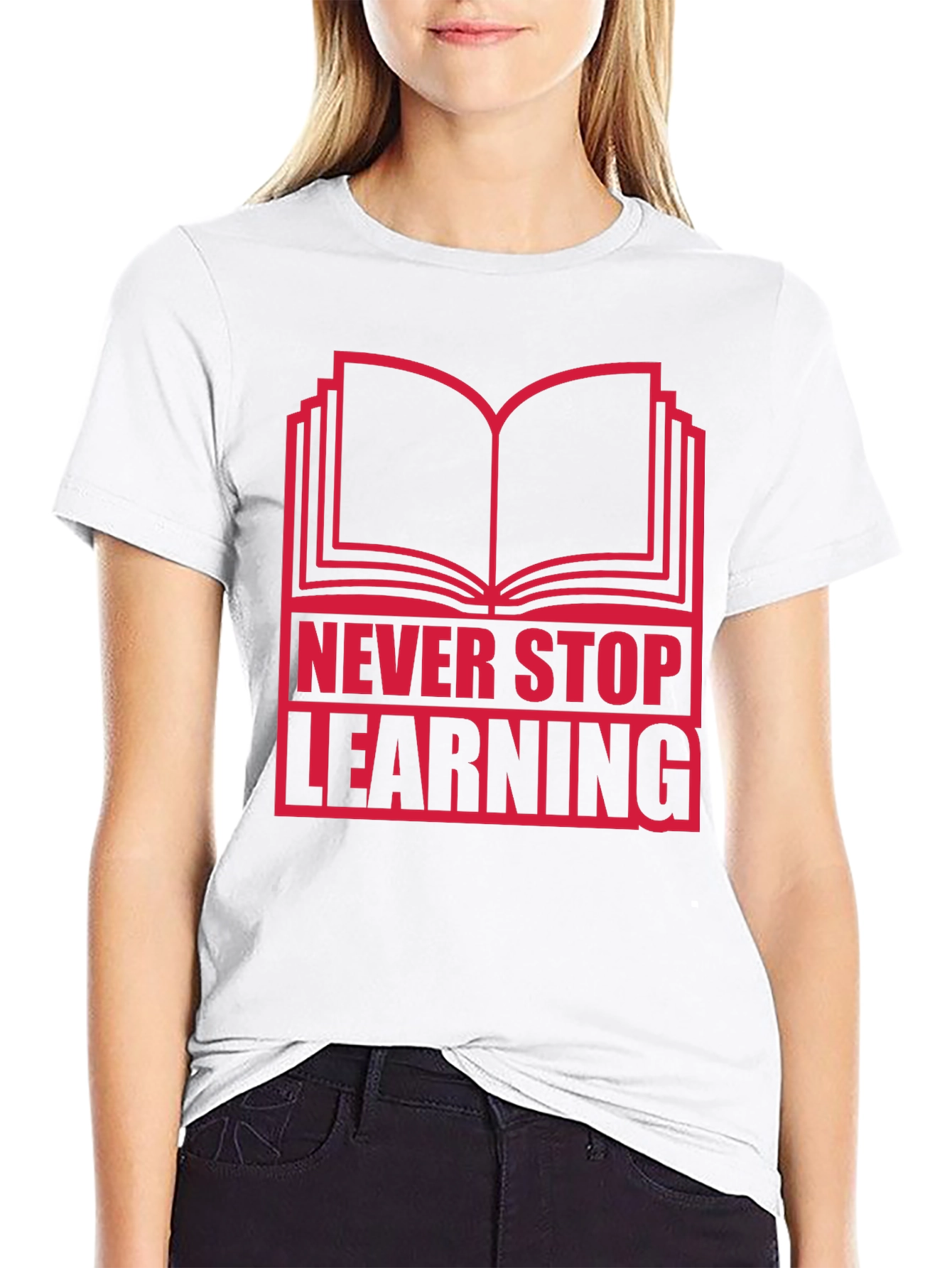 Never Stop Learning Graphic T-Shirt - Black