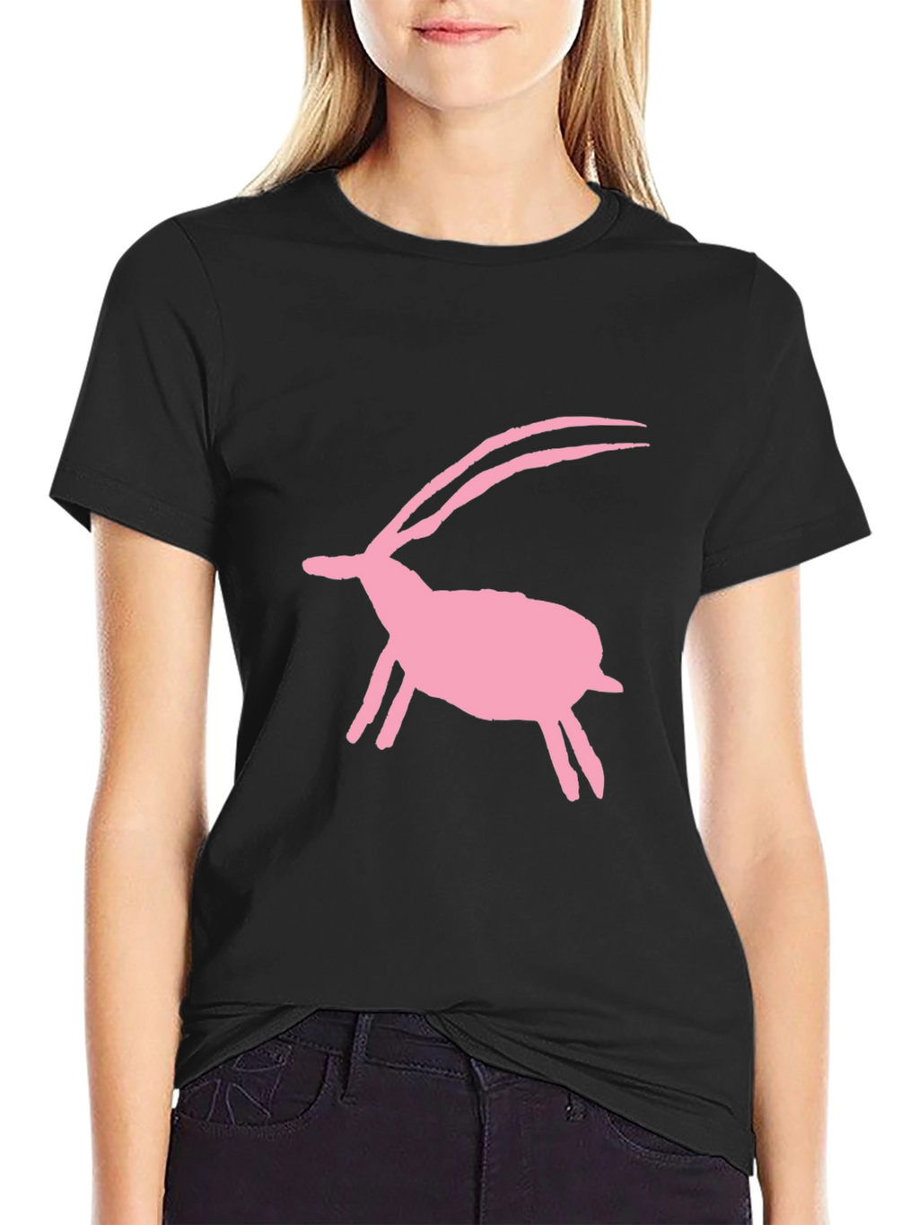 Pink Animal Silhouette Tee - Black