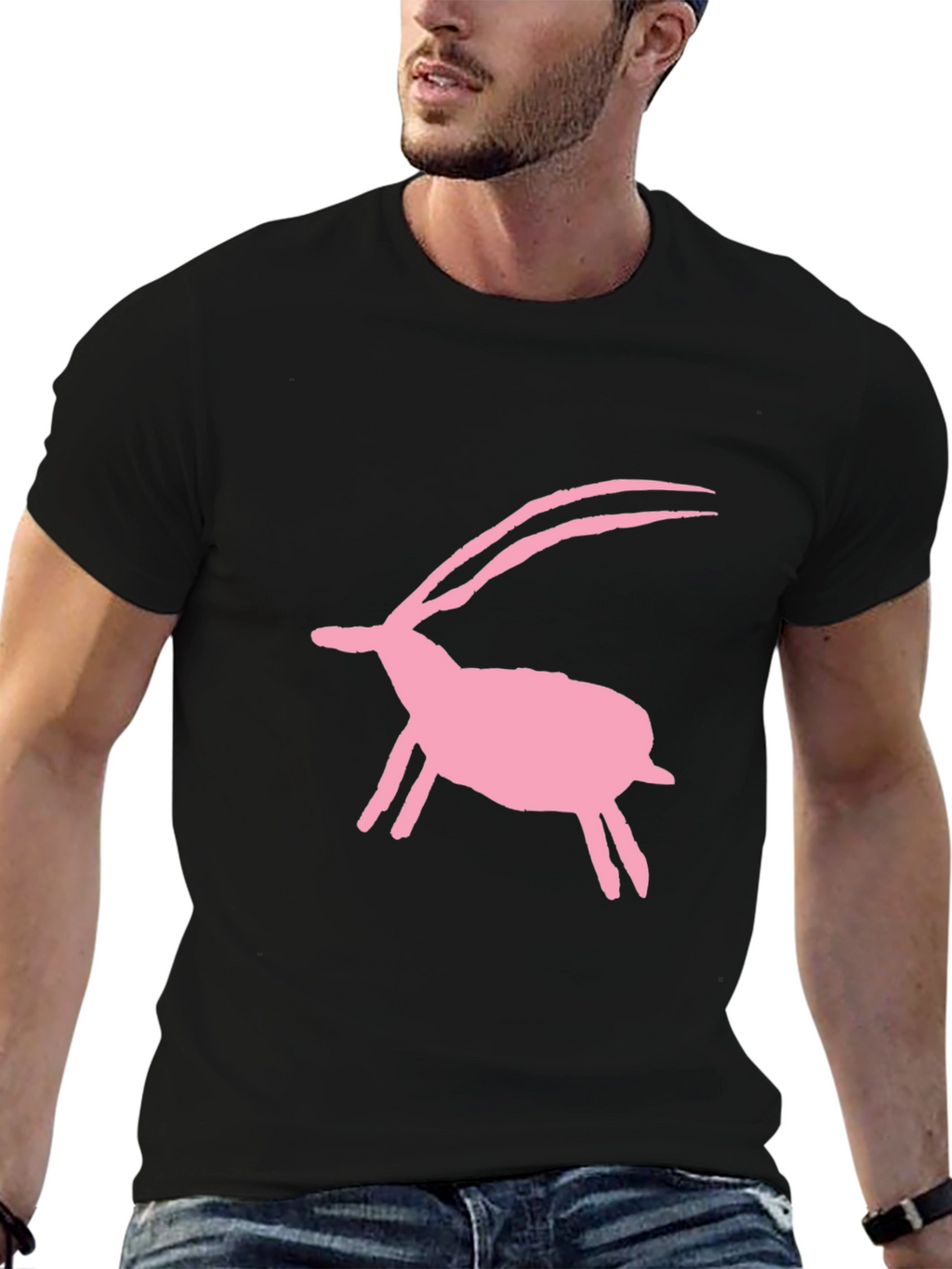 Pink Animal Silhouette Tee - Black