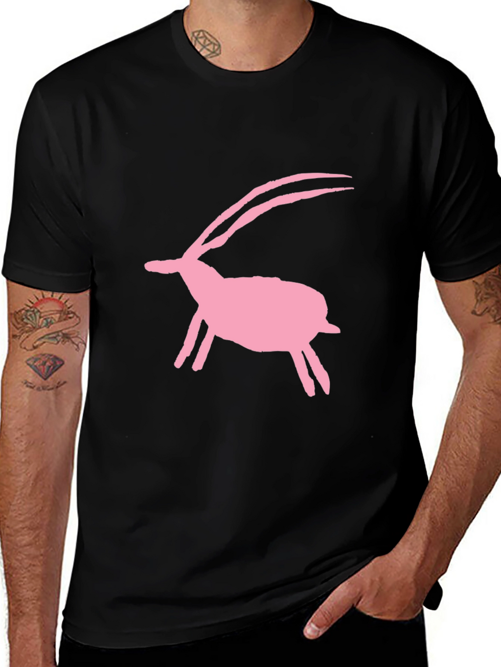 Pink Animal Silhouette Tee - Black