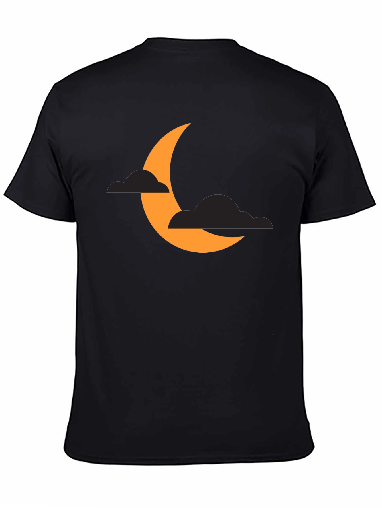 Crescent Moon & Clouds Graphic Tee - Black Cotton Blend