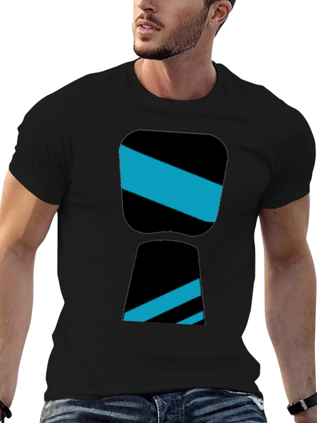 Stylish Black Tee with Modern Graphic Design