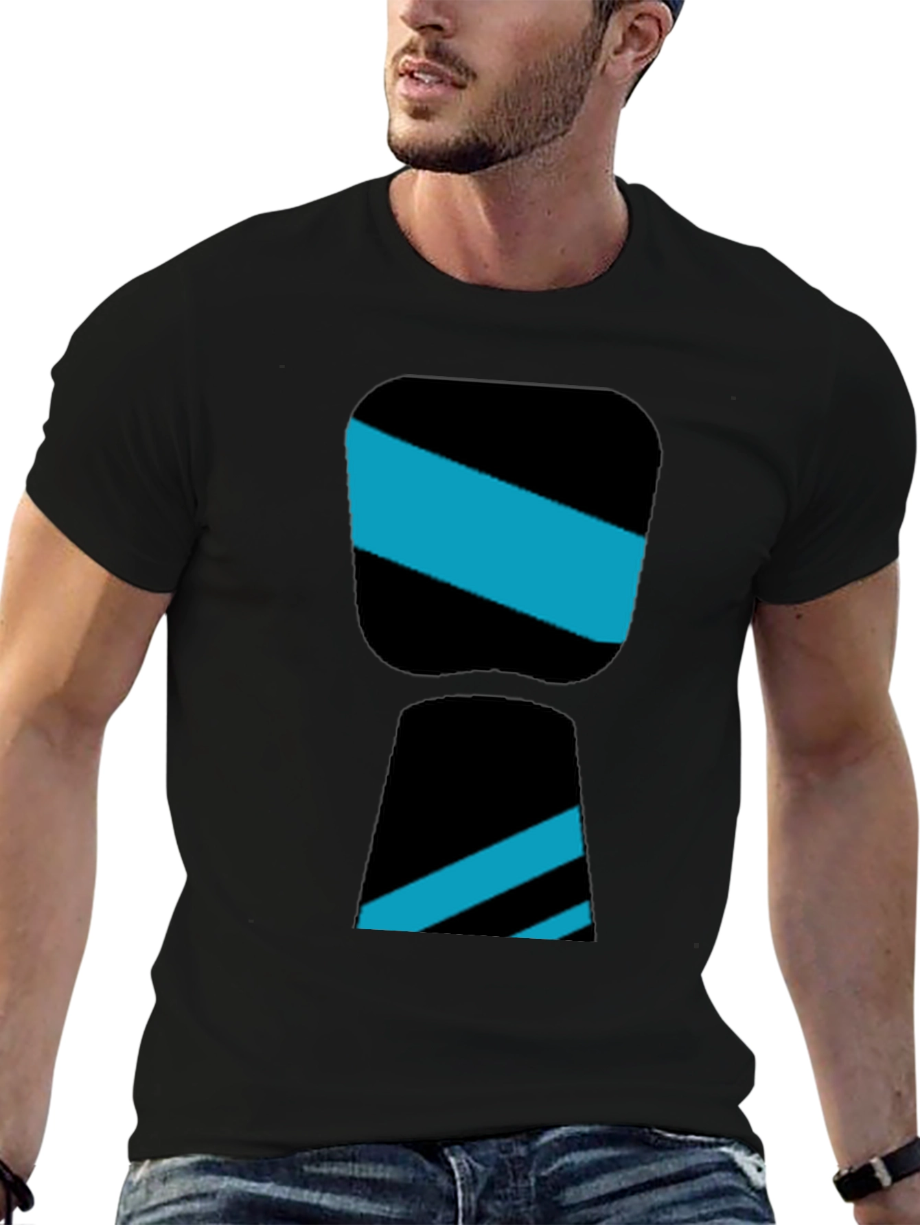 Stylish Black Tee with Modern Graphic Design