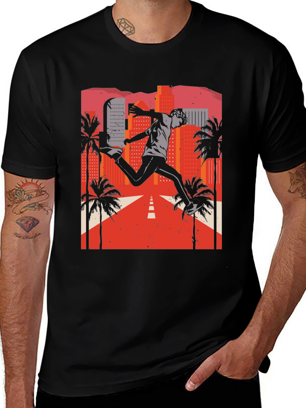 Retro City Jumper Black T-Shirt