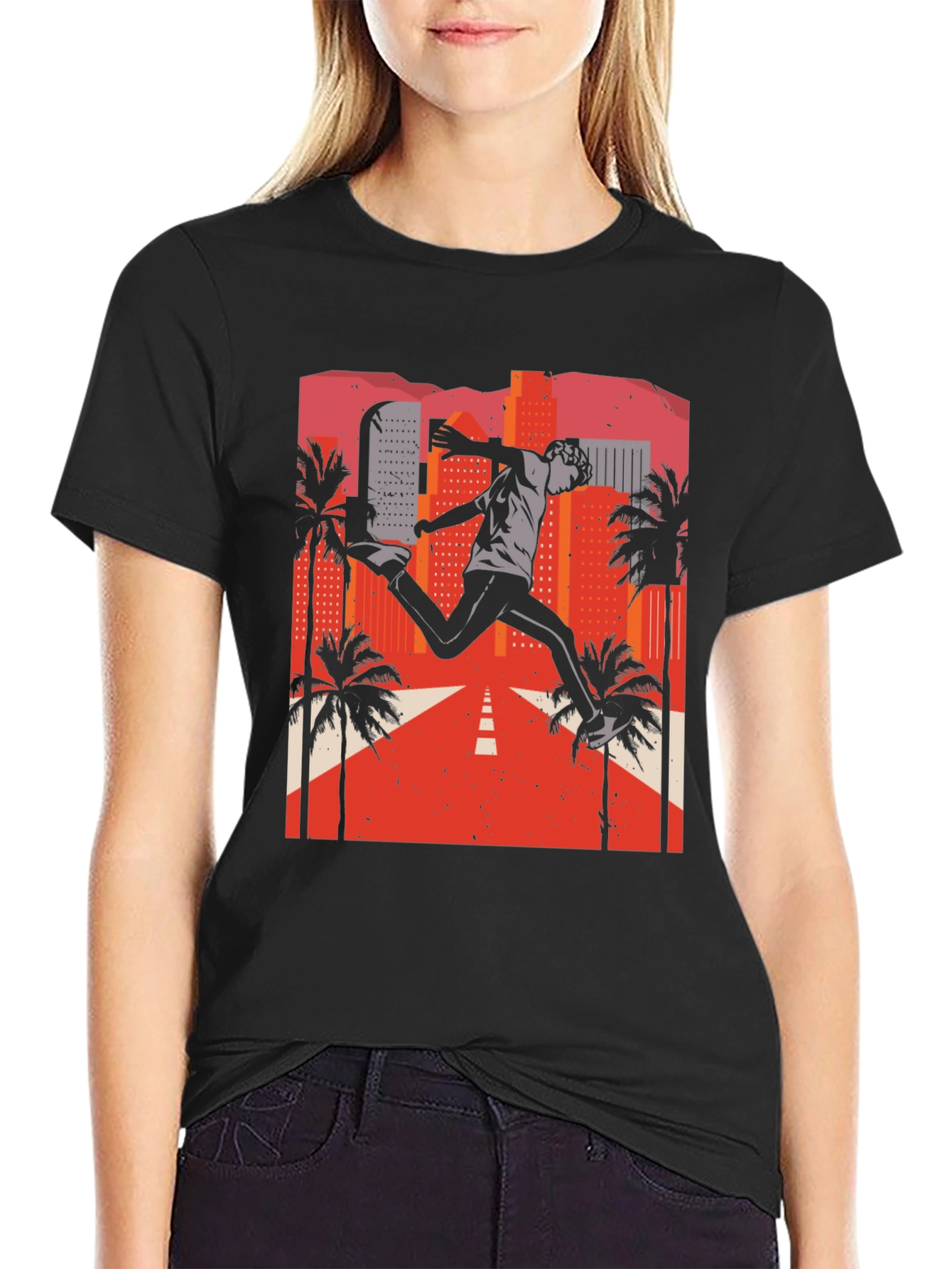 Retro City Jumper Black T-Shirt