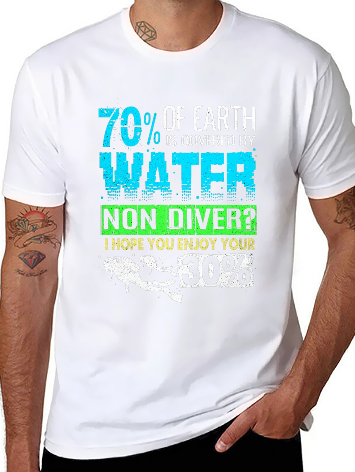 Funny Diver T-Shirt 70% Earth Water 30% Land Scuba Diving Gift