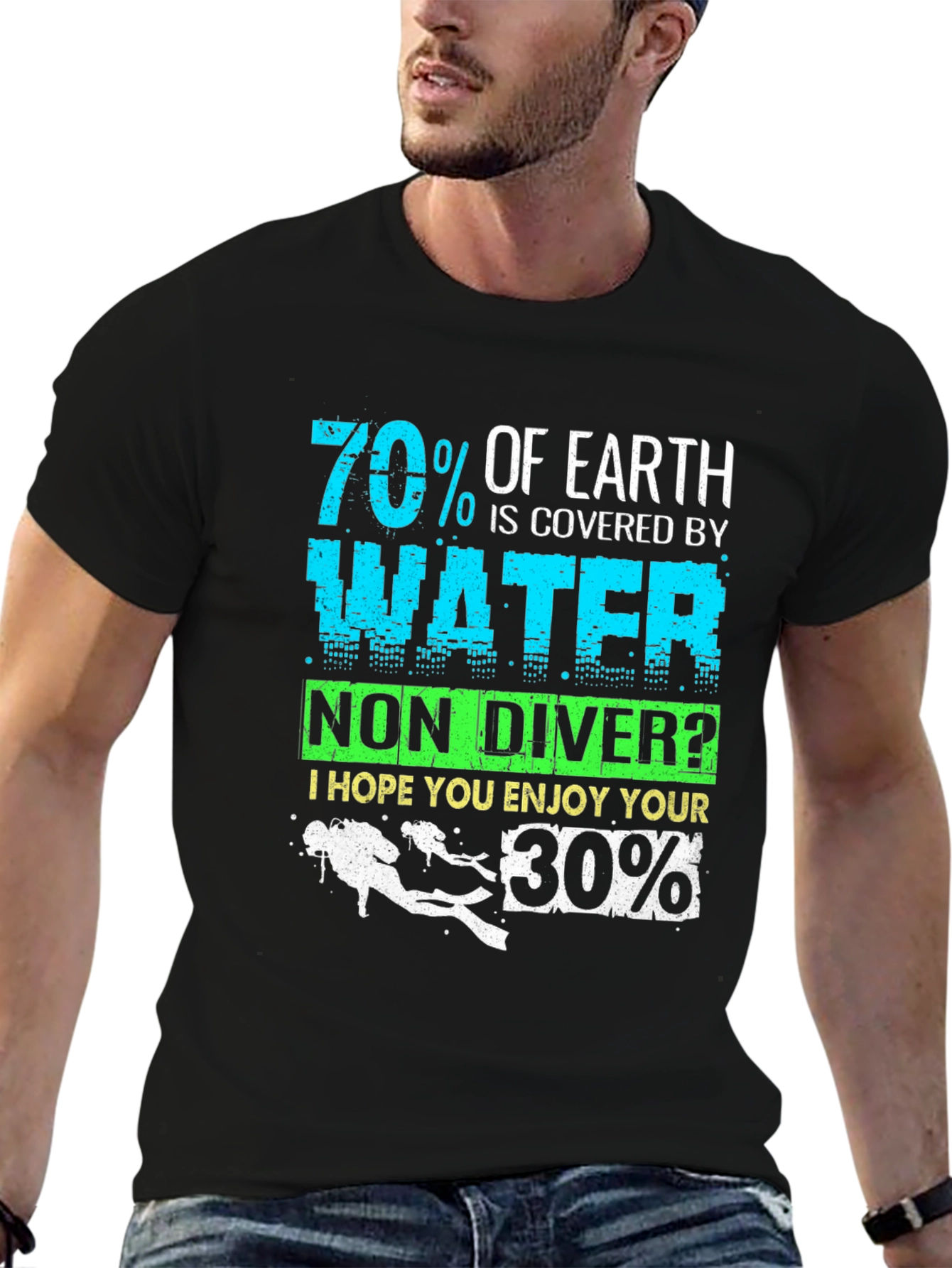 Funny Diver T-Shirt 70% Earth Water 30% Land Scuba Diving Gift