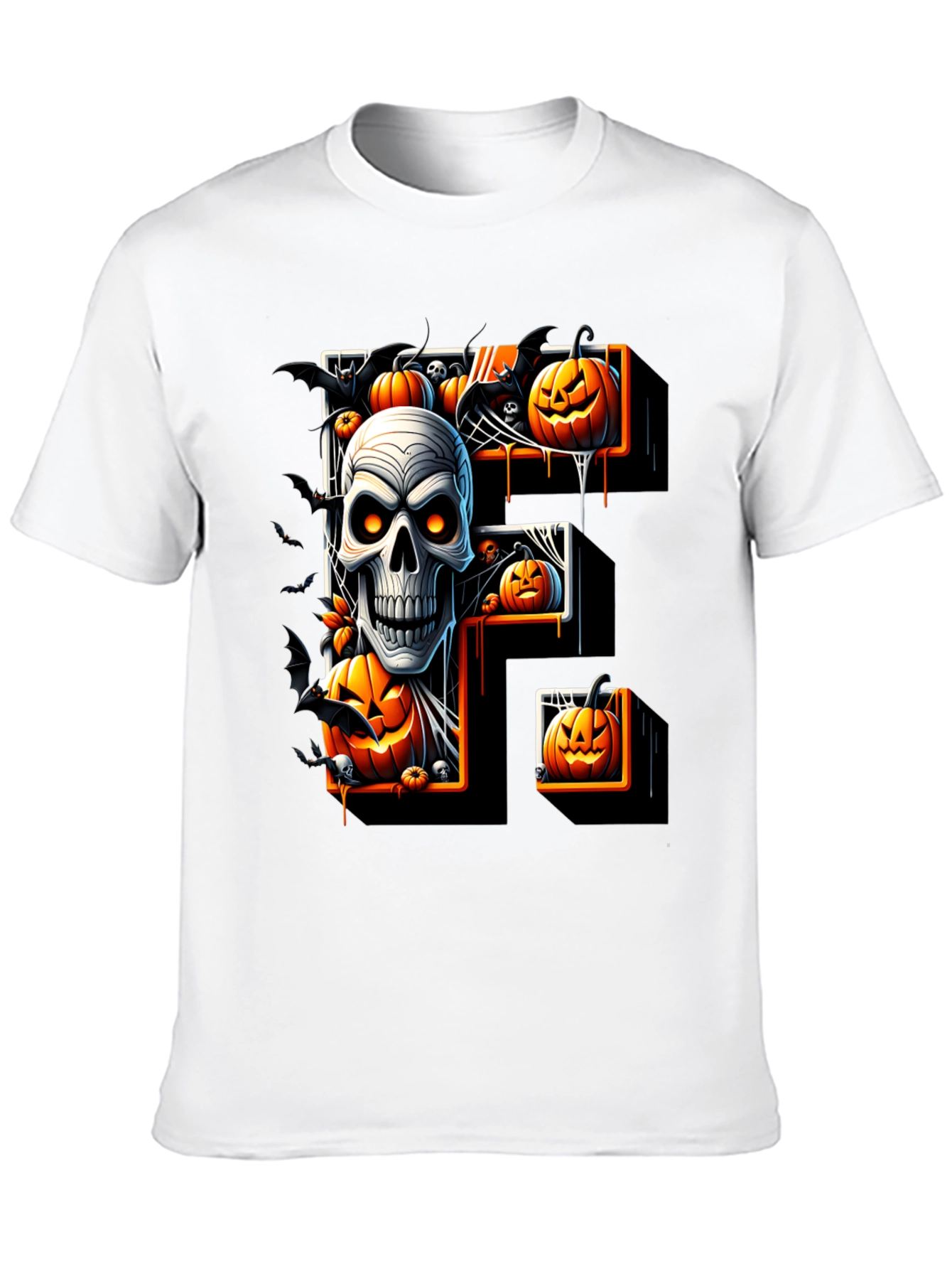 Halloween Skull & Pumpkin Letter F T-Shirt