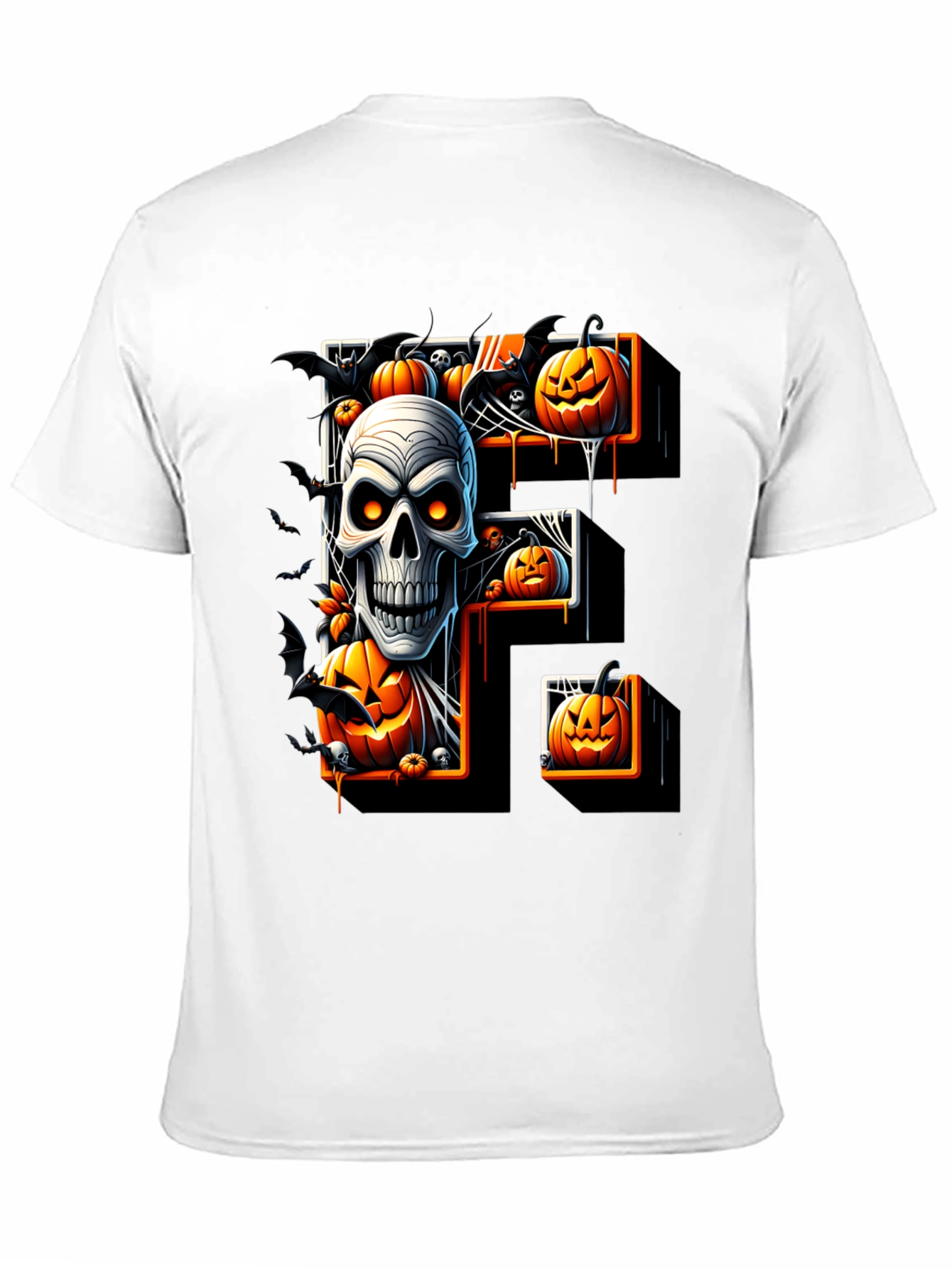 Halloween Skull & Pumpkin Letter F T-Shirt