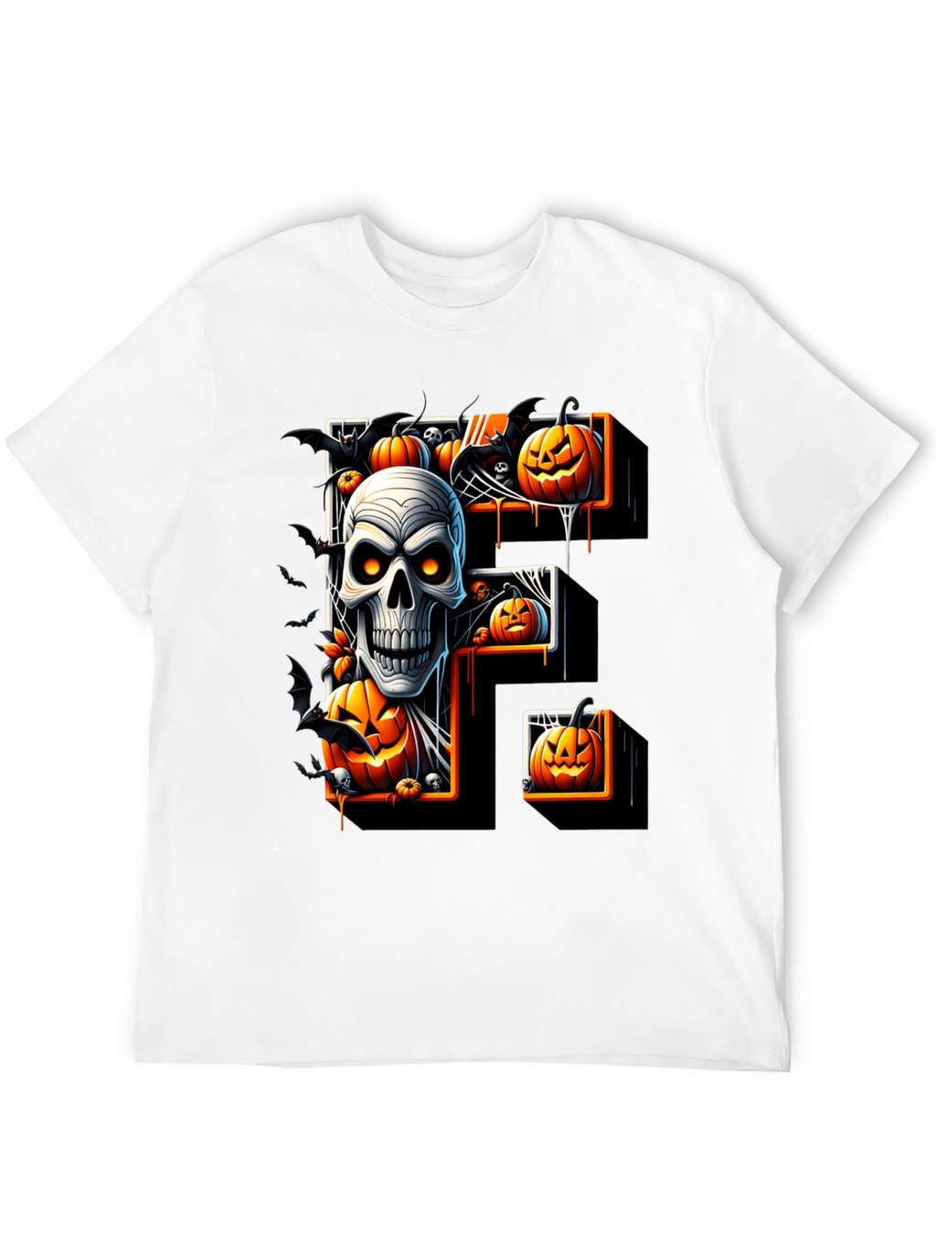 Halloween Skull & Pumpkin Letter F T-Shirt