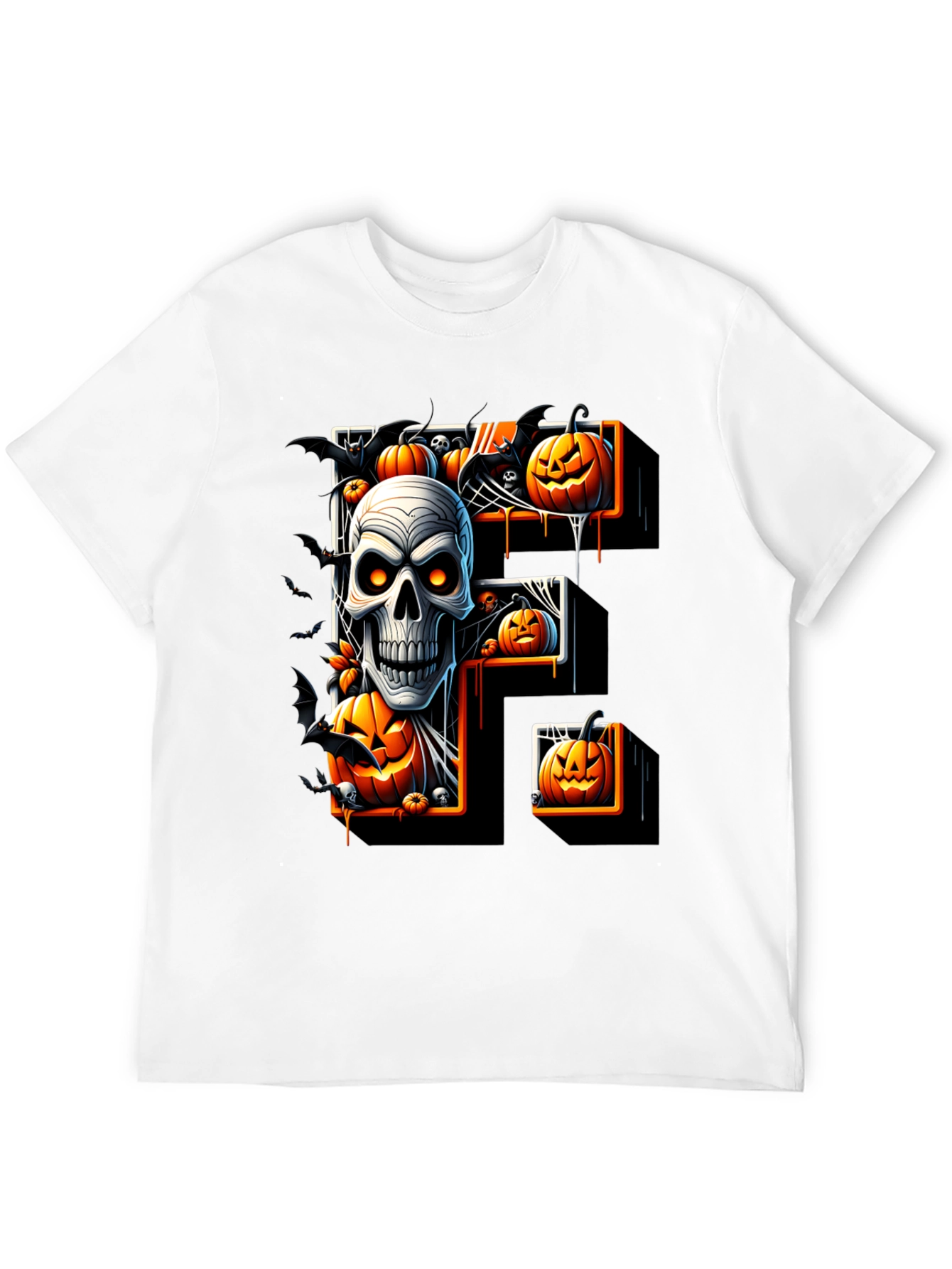 Halloween Skull & Pumpkin Letter F T-Shirt