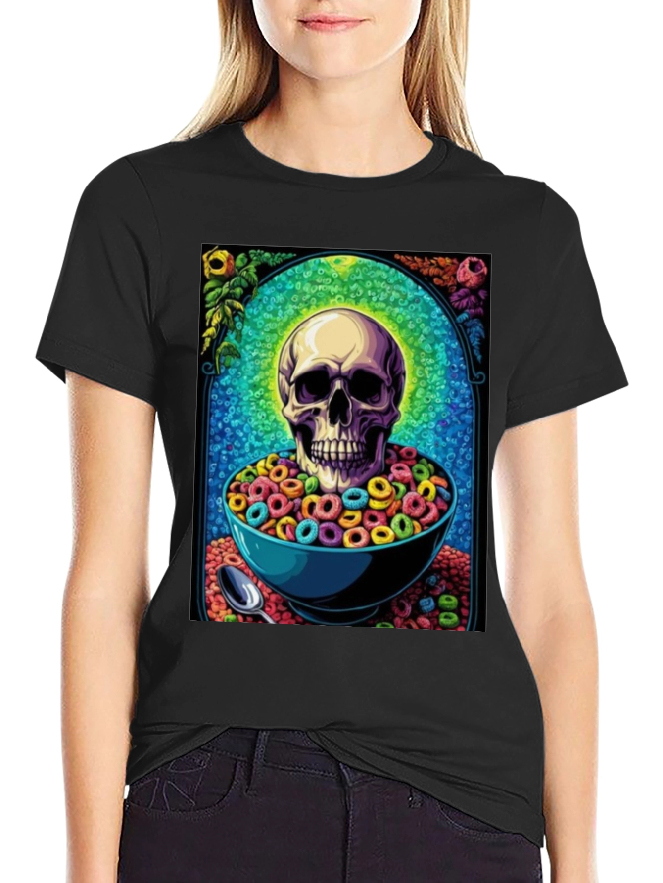 Skull Cereal Bowl Graphic Tee