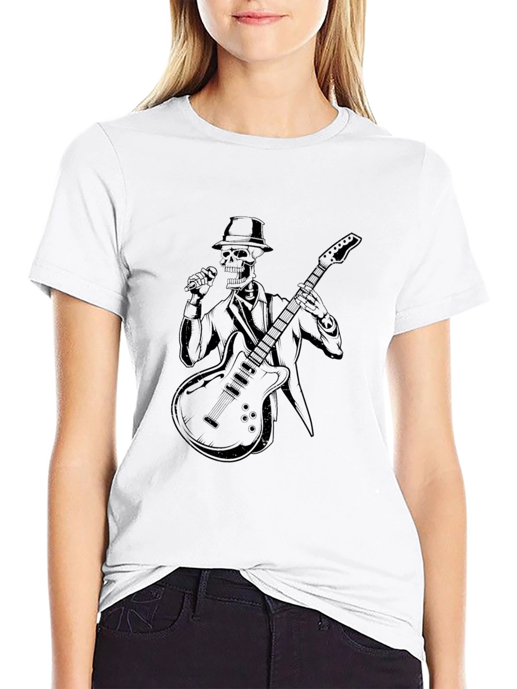 Skeleton Guitarist Graphic Black T-Shirt