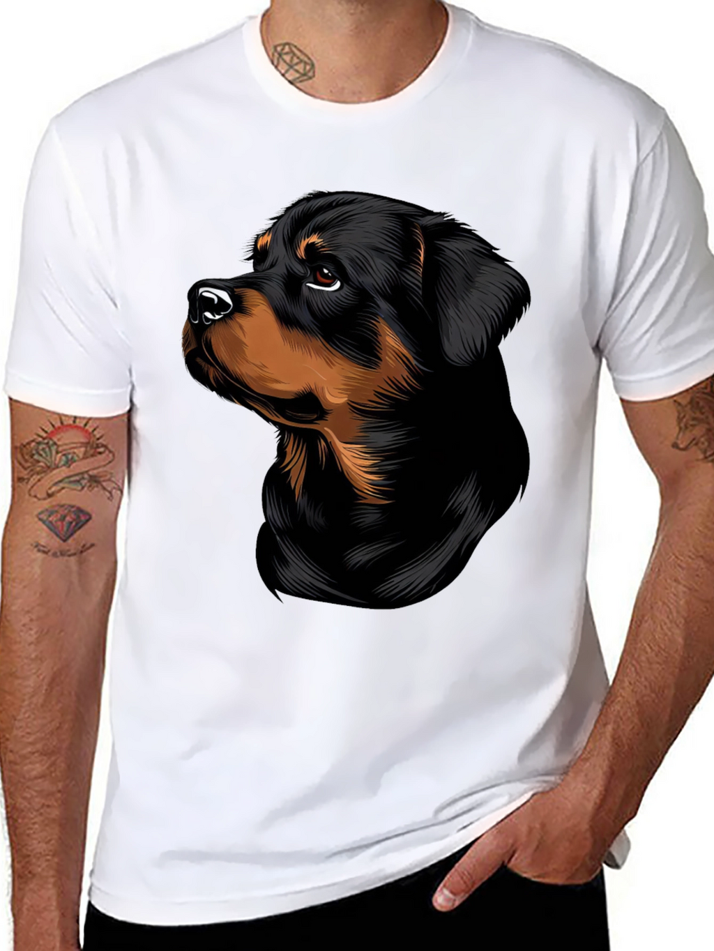 Rottweiler Dog Graphic T-Shirt - Stylish Black Tee