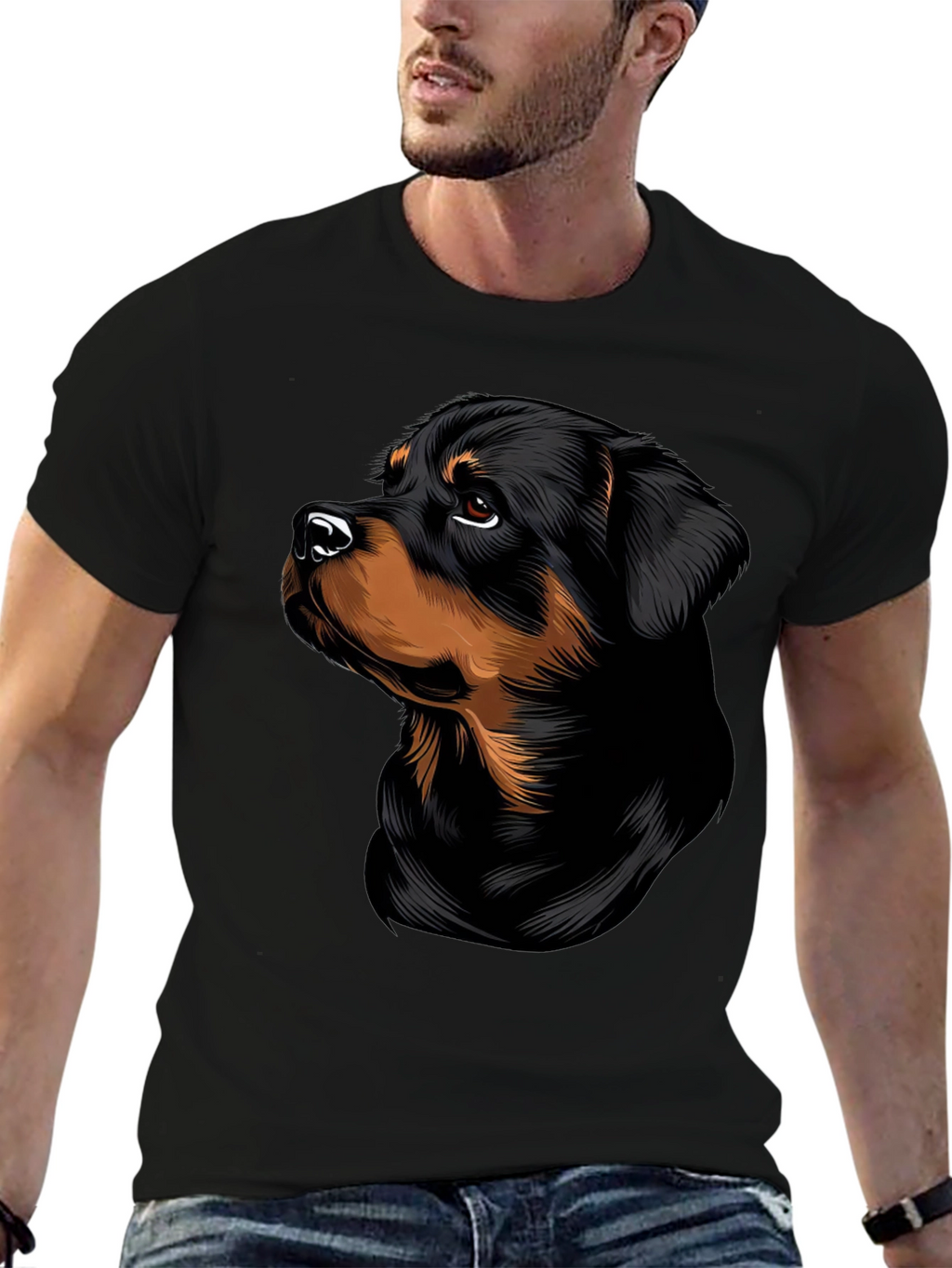 Rottweiler Dog Graphic T-Shirt - Stylish Black Tee