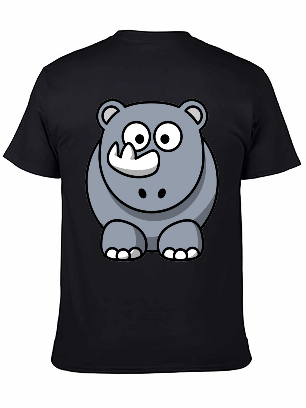 Cartoon Rhino Graphic T-Shirt - Black