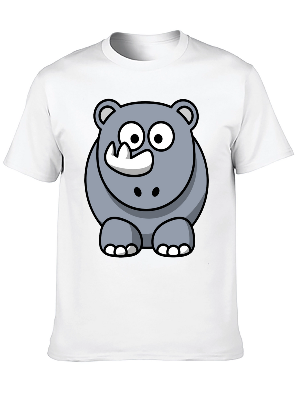Cartoon Rhino Graphic T-Shirt - Black