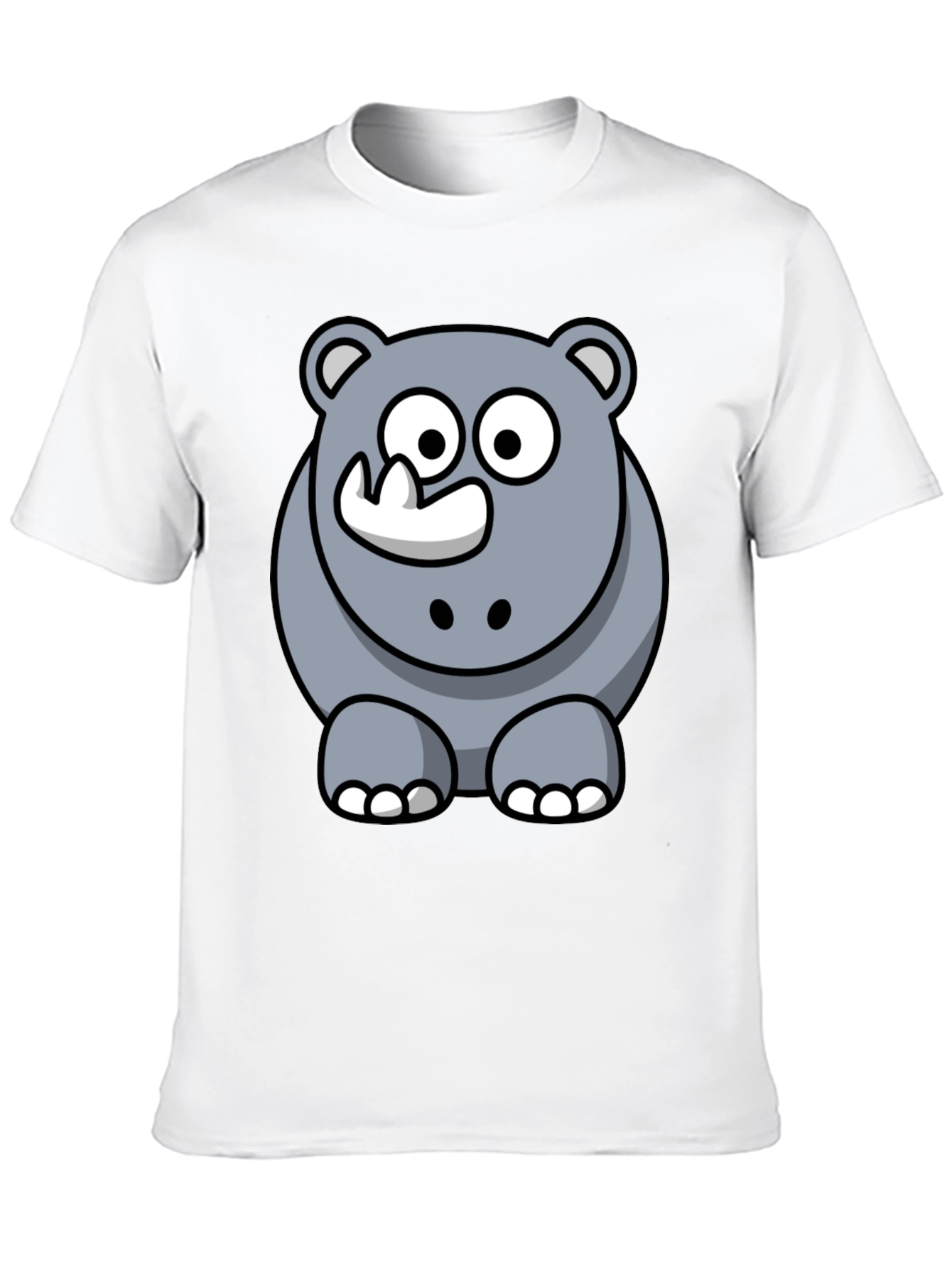 Cartoon Rhino Graphic T-Shirt - Black