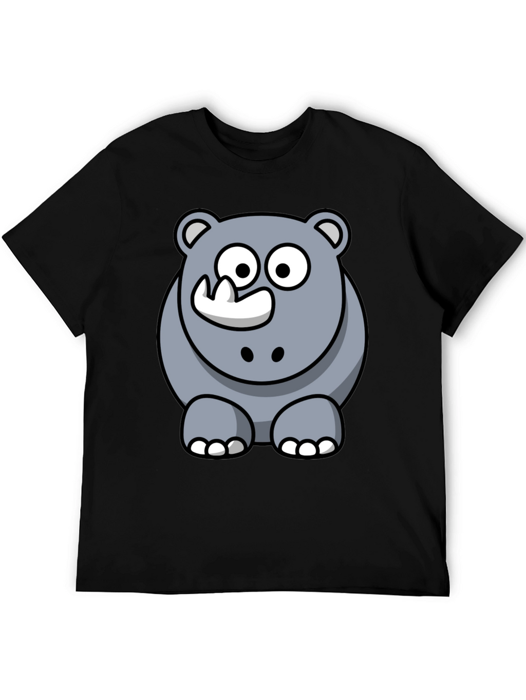 Cartoon Rhino Graphic T-Shirt - Black