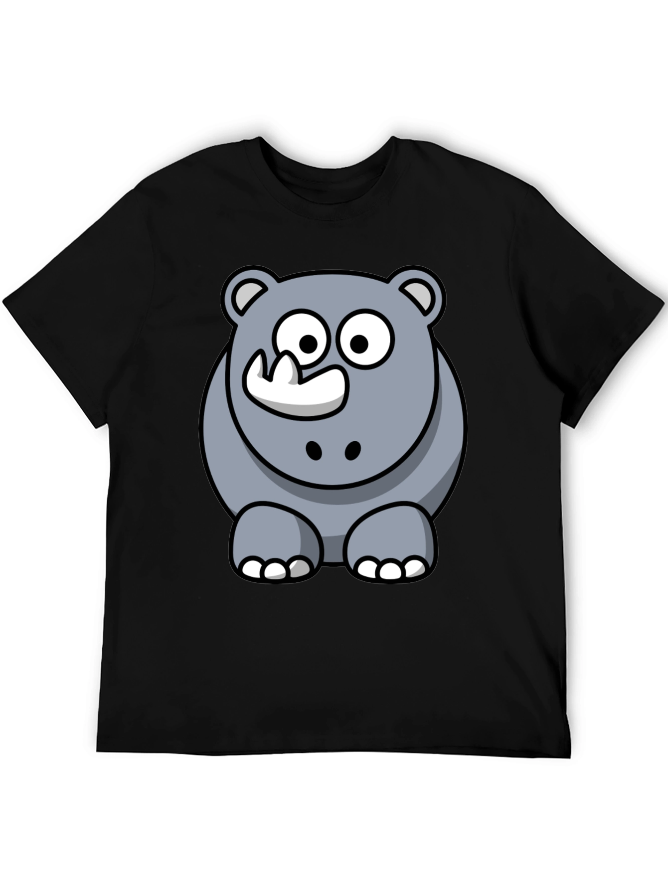 Cartoon Rhino Graphic T-Shirt - Black