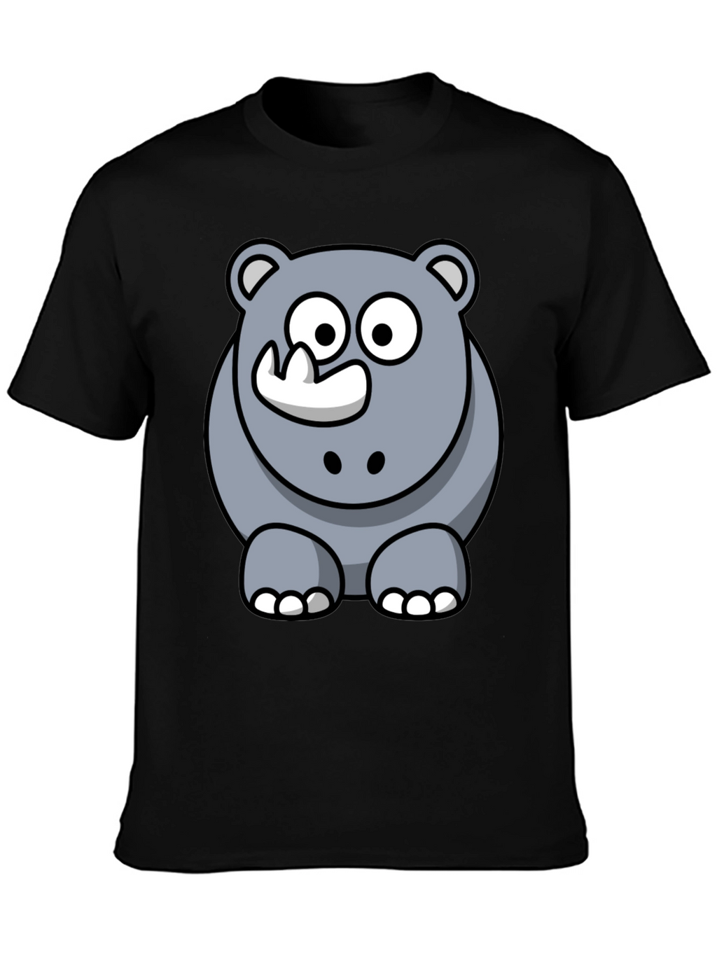 Cartoon Rhino Graphic T-Shirt - Black