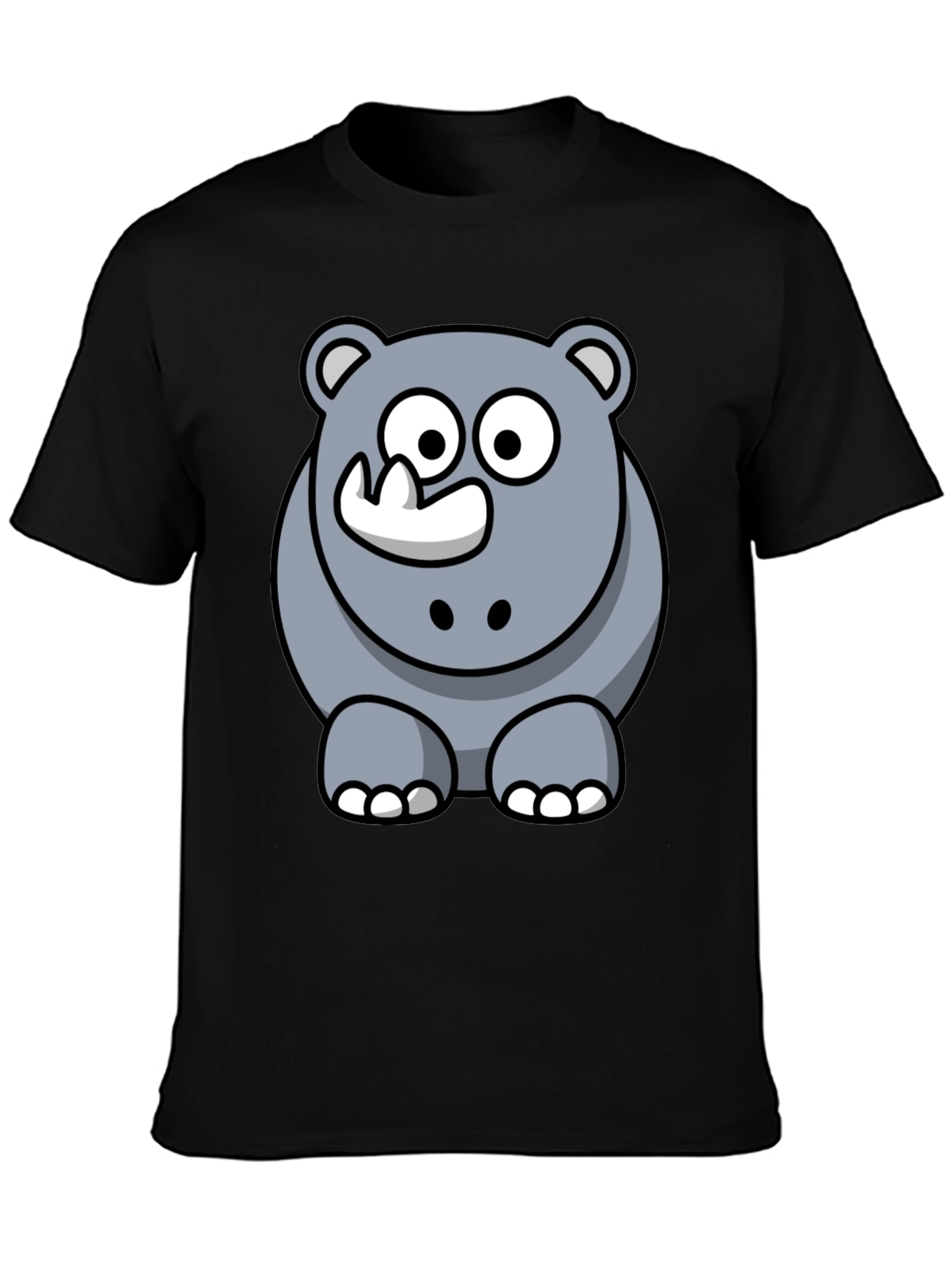 Cartoon Rhino Graphic T-Shirt - Black
